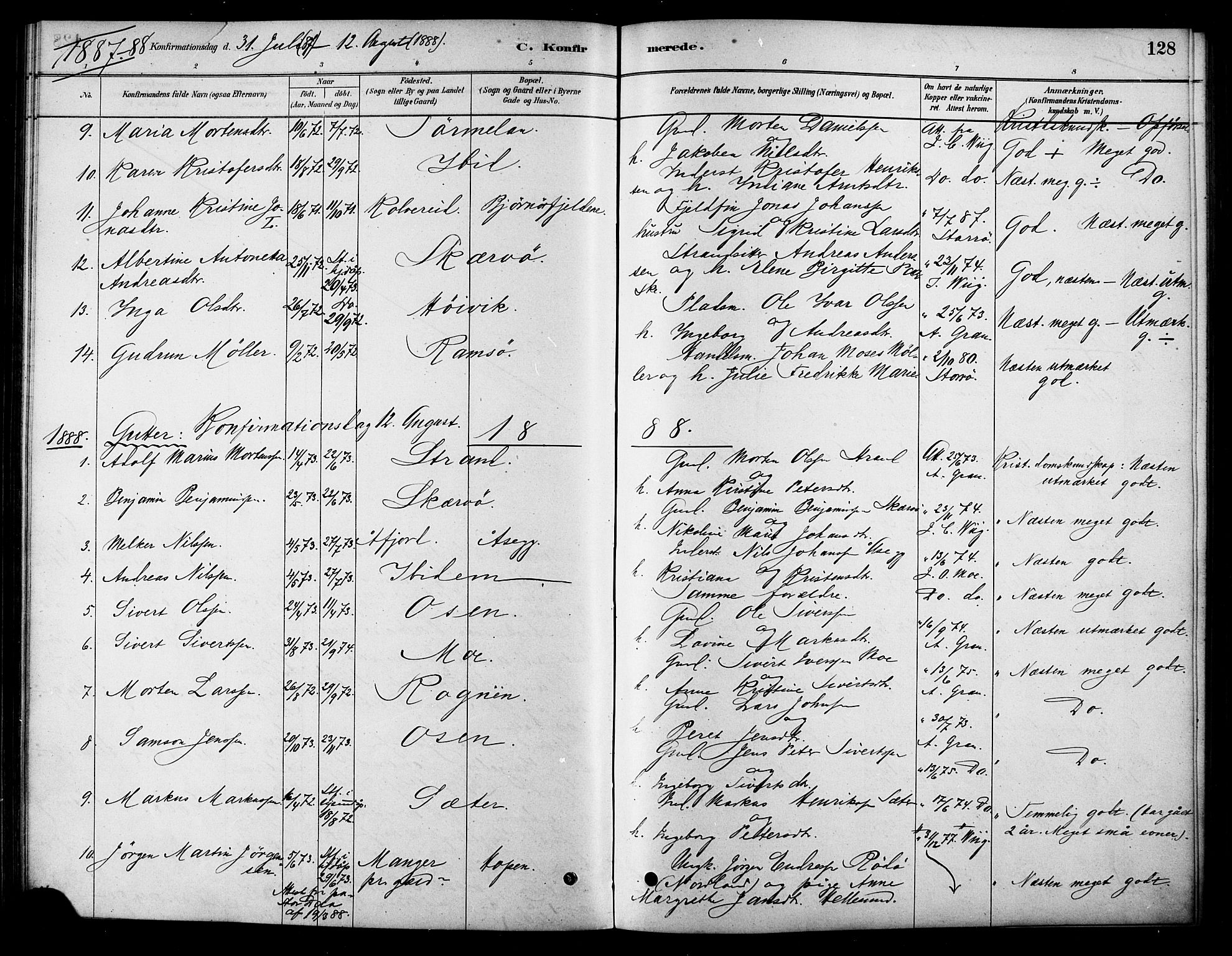 Ministerialprotokoller, klokkerbøker og fødselsregistre - Sør-Trøndelag, AV/SAT-A-1456/658/L0722: Parish register (official) no. 658A01, 1879-1896, p. 128