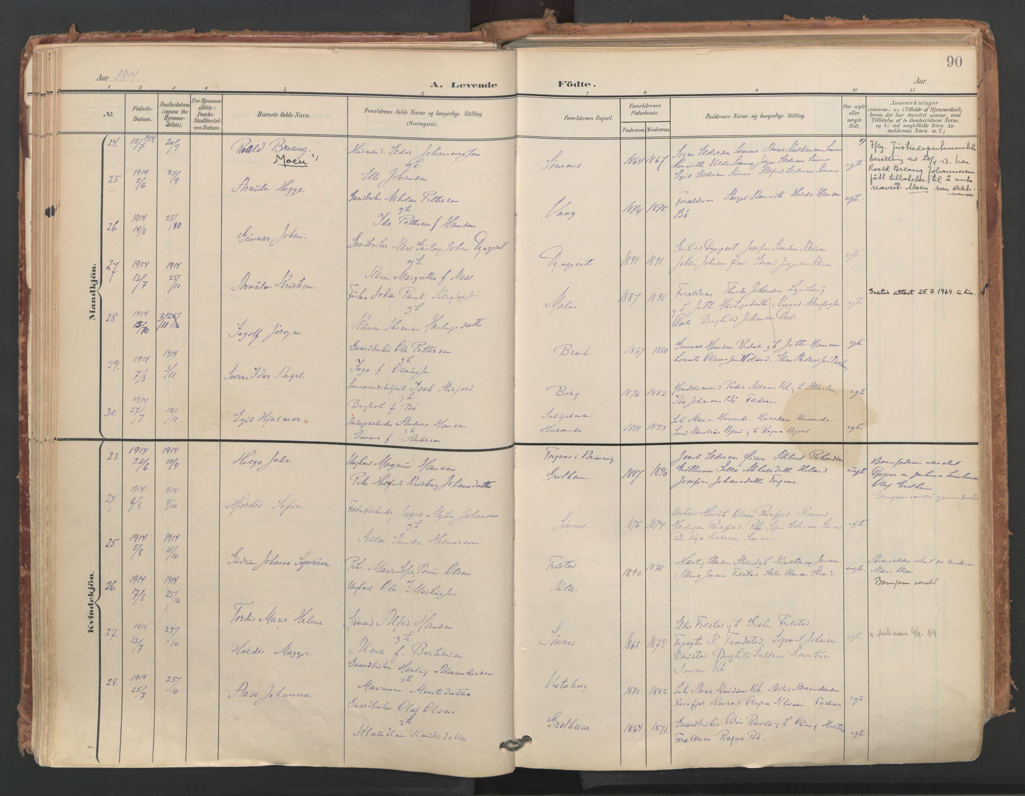 Ministerialprotokoller, klokkerbøker og fødselsregistre - Nordland, AV/SAT-A-1459/812/L0180: Parish register (official) no. 812A09, 1901-1915, p. 90