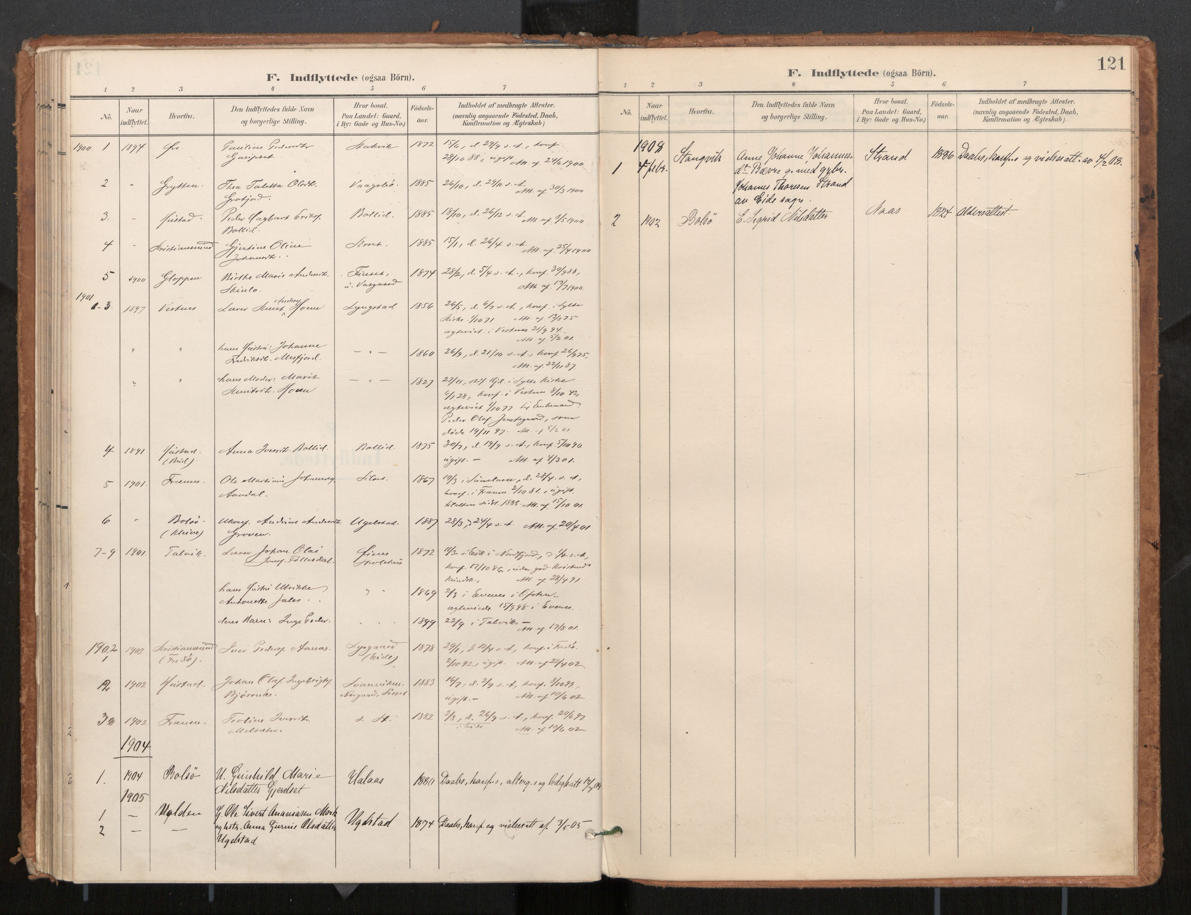Ministerialprotokoller, klokkerbøker og fødselsregistre - Møre og Romsdal, SAT/A-1454/571/L0836a: Parish register (official) no. 571A02, 1898-1910, p. 121