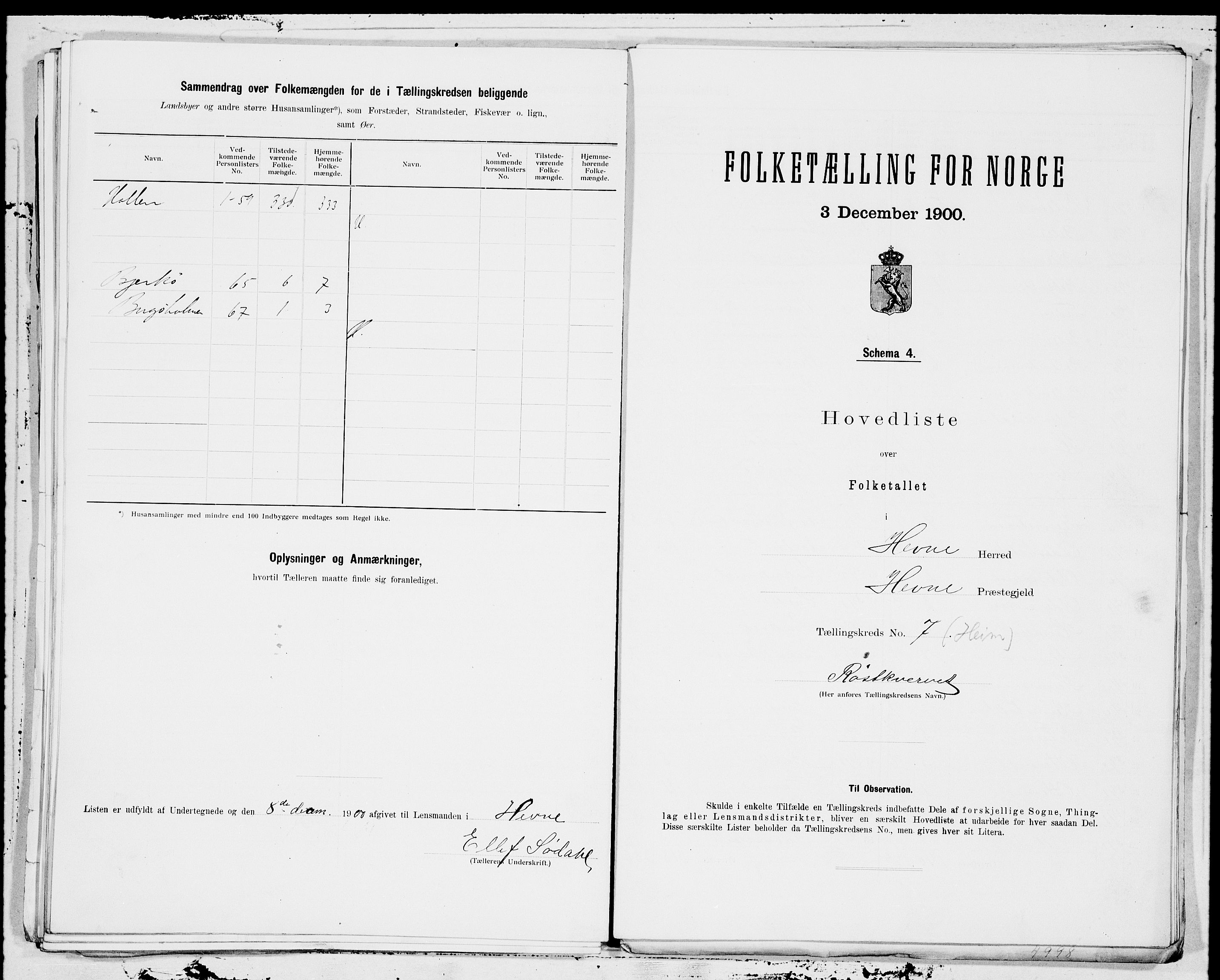 SAT, 1900 census for Hemne, 1900, p. 16