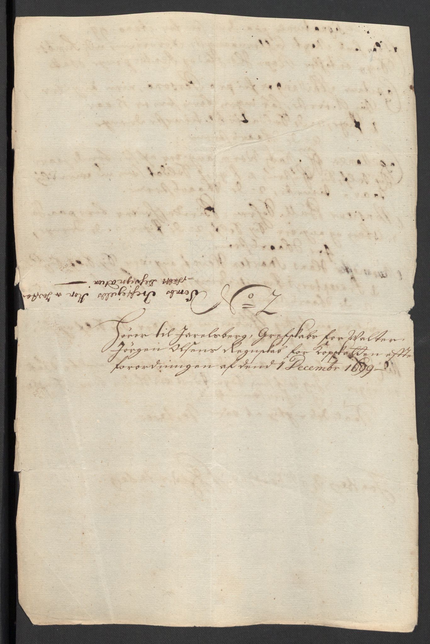 Rentekammeret inntil 1814, Reviderte regnskaper, Fogderegnskap, AV/RA-EA-4092/R32/L1869: Fogderegnskap Jarlsberg grevskap, 1700-1701, p. 129