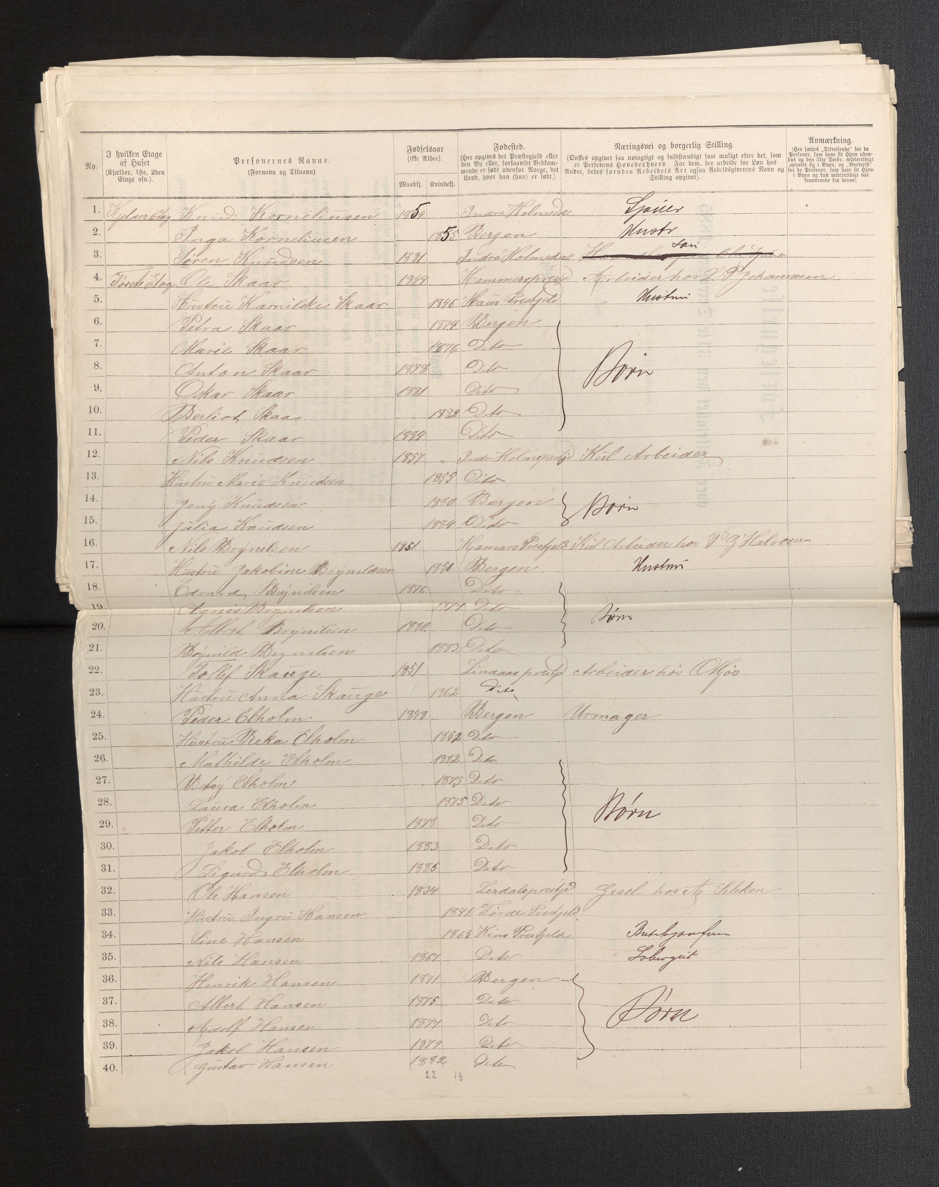 SAB, 1885 census for 1301 Bergen, 1885, p. 4675