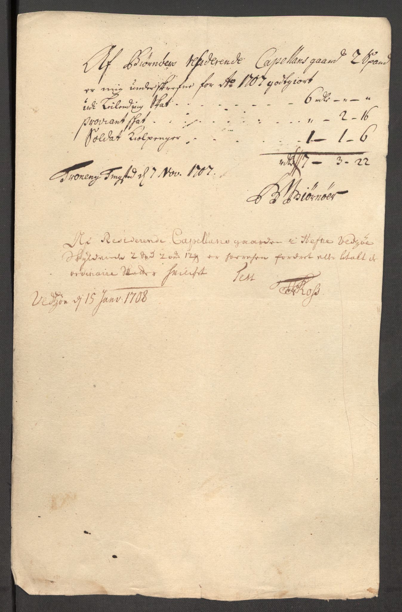 Rentekammeret inntil 1814, Reviderte regnskaper, Fogderegnskap, AV/RA-EA-4092/R57/L3857: Fogderegnskap Fosen, 1706-1707, p. 410