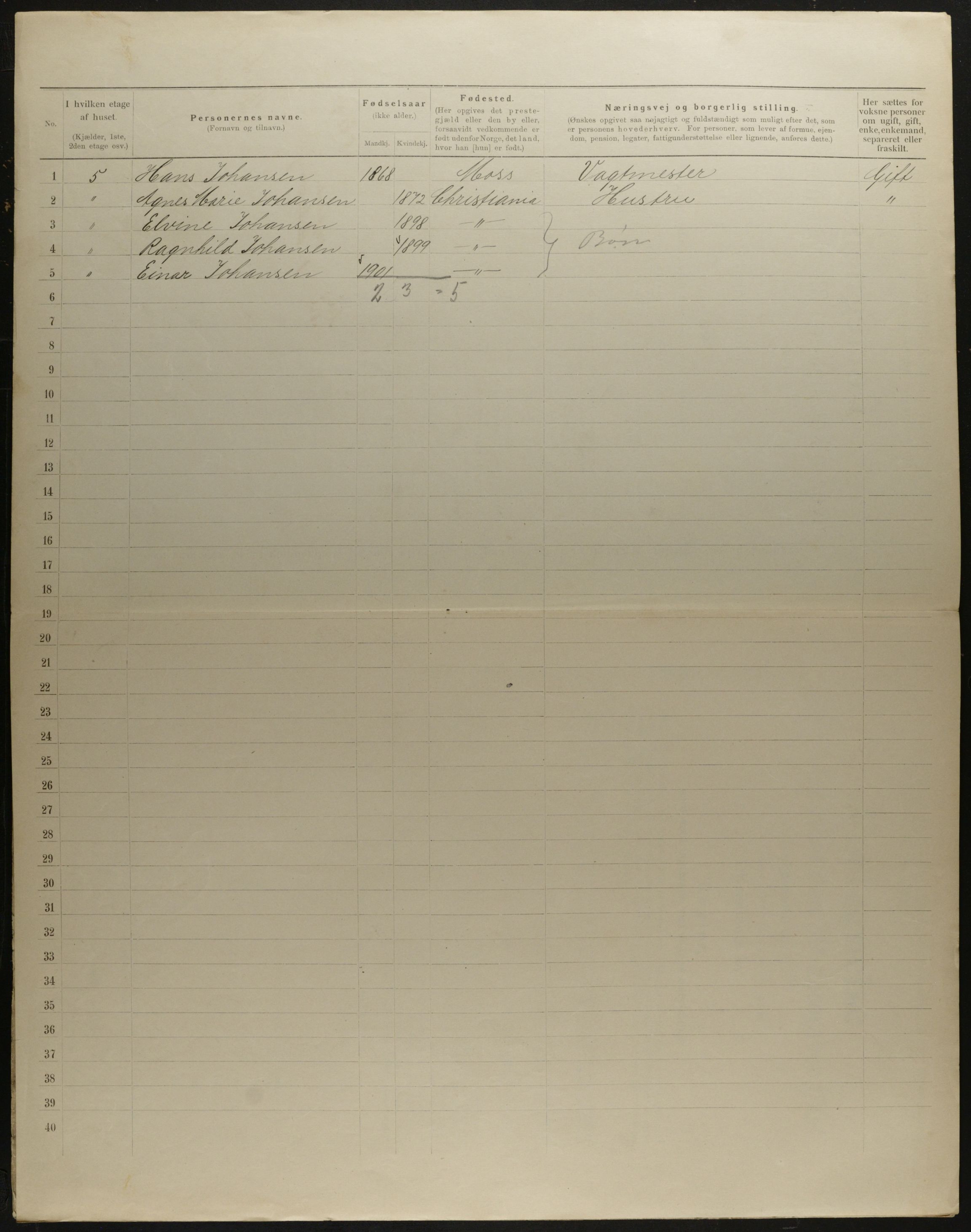 OBA, Municipal Census 1901 for Kristiania, 1901, p. 10662