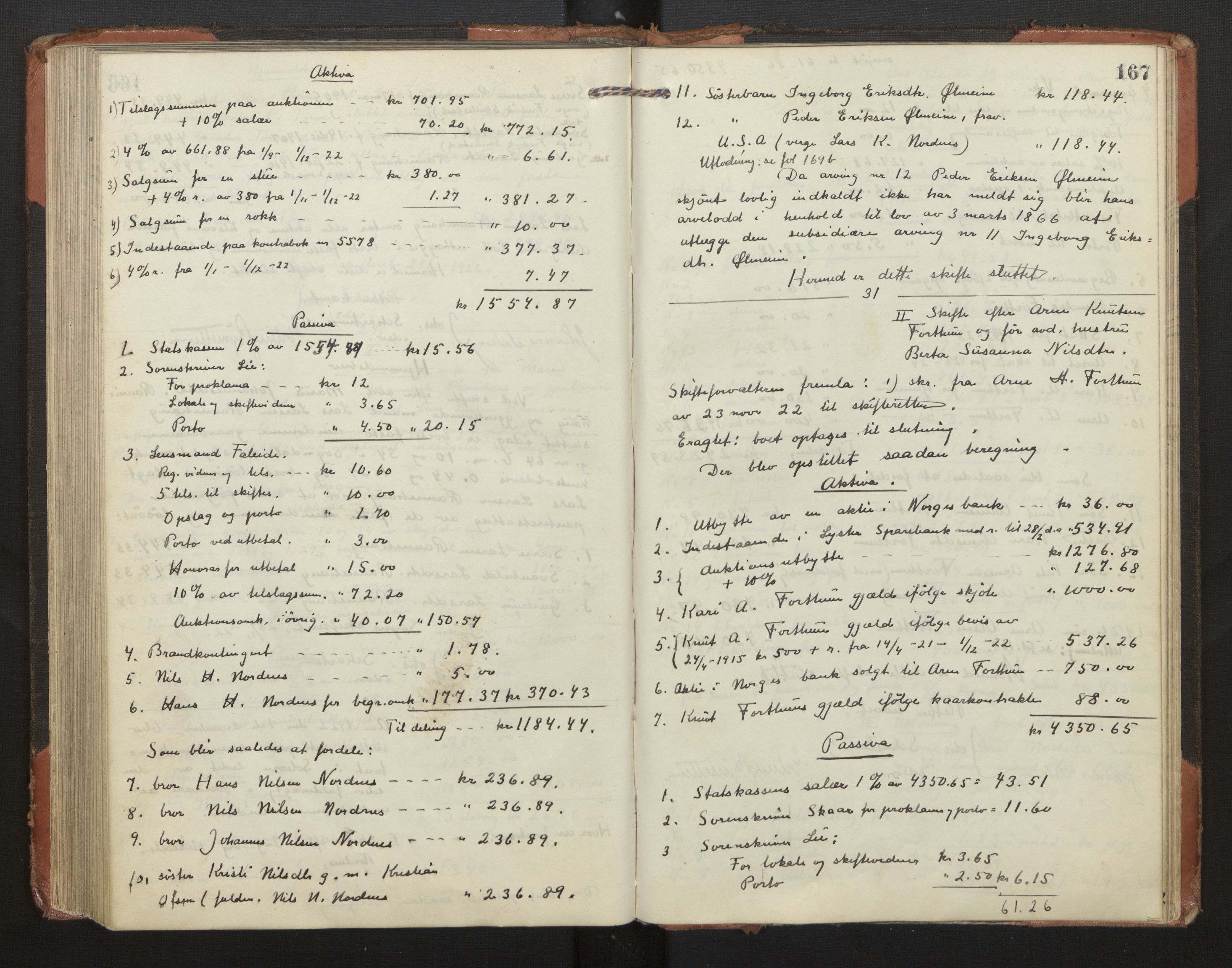 Indre Sogn tingrett, AV/SAB-A-3301/1/H/Hd/L0008: Skifteutlodningsprotokoll 8, 1912-1923, p. 166b-167a