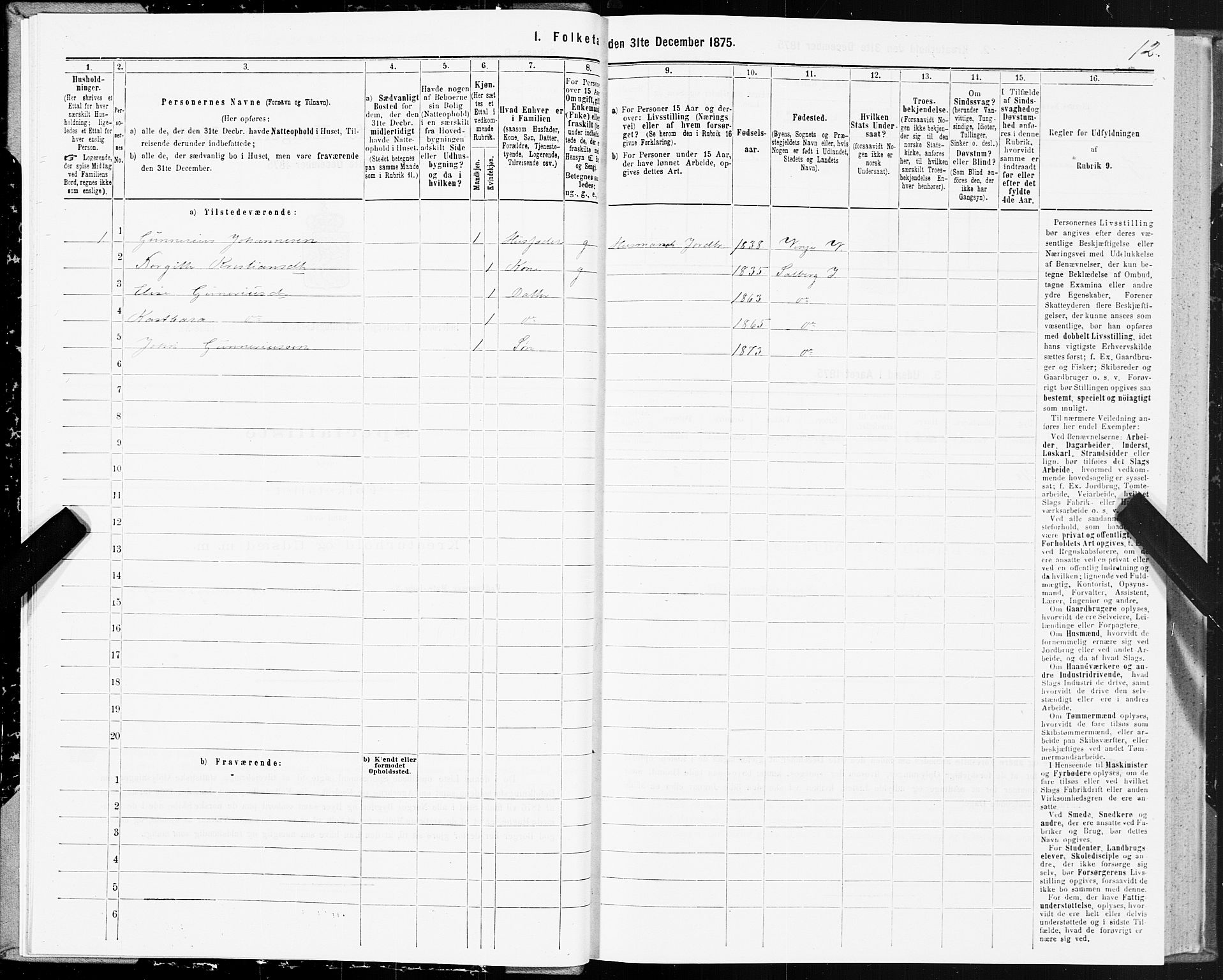 SAT, 1875 census for 1729P Inderøy, 1875, p. 5012