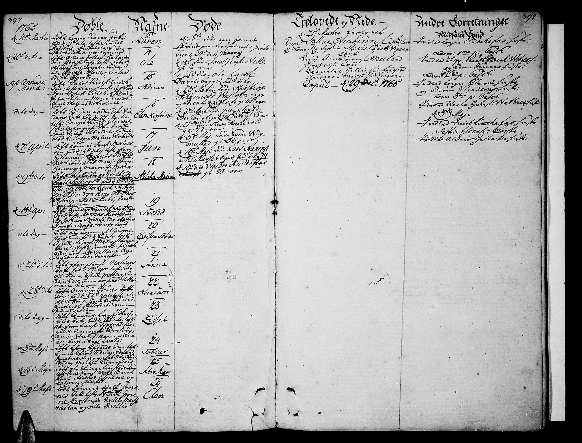 Lista sokneprestkontor, AV/SAK-1111-0027/F/Fa/L0003: Parish register (official) no. A 3 /1, 1743-1767, p. 397-398