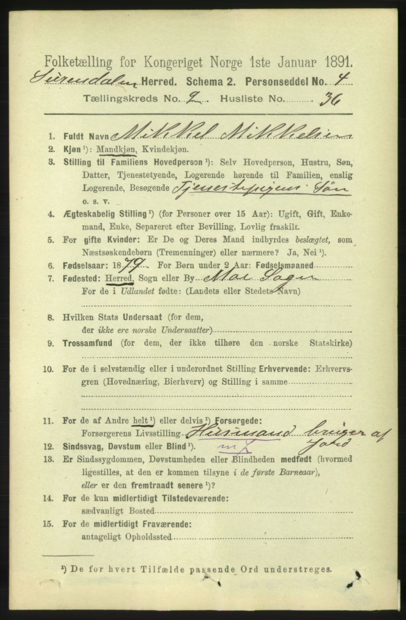 RA, 1891 census for 1566 Surnadal, 1891, p. 742