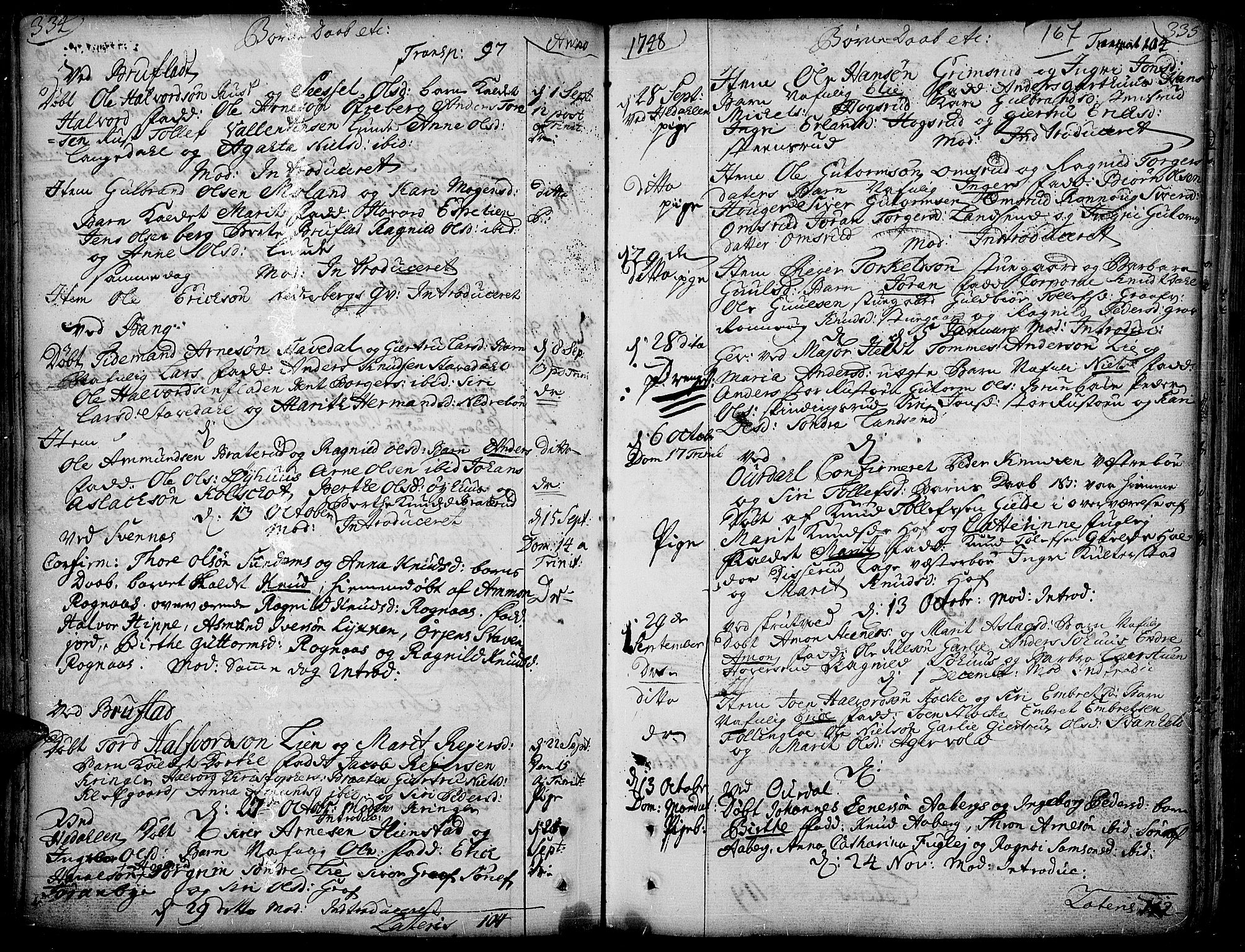 Aurdal prestekontor, AV/SAH-PREST-126/H/Ha/Haa/L0004: Parish register (official) no. 4, 1730-1762, p. 334-335