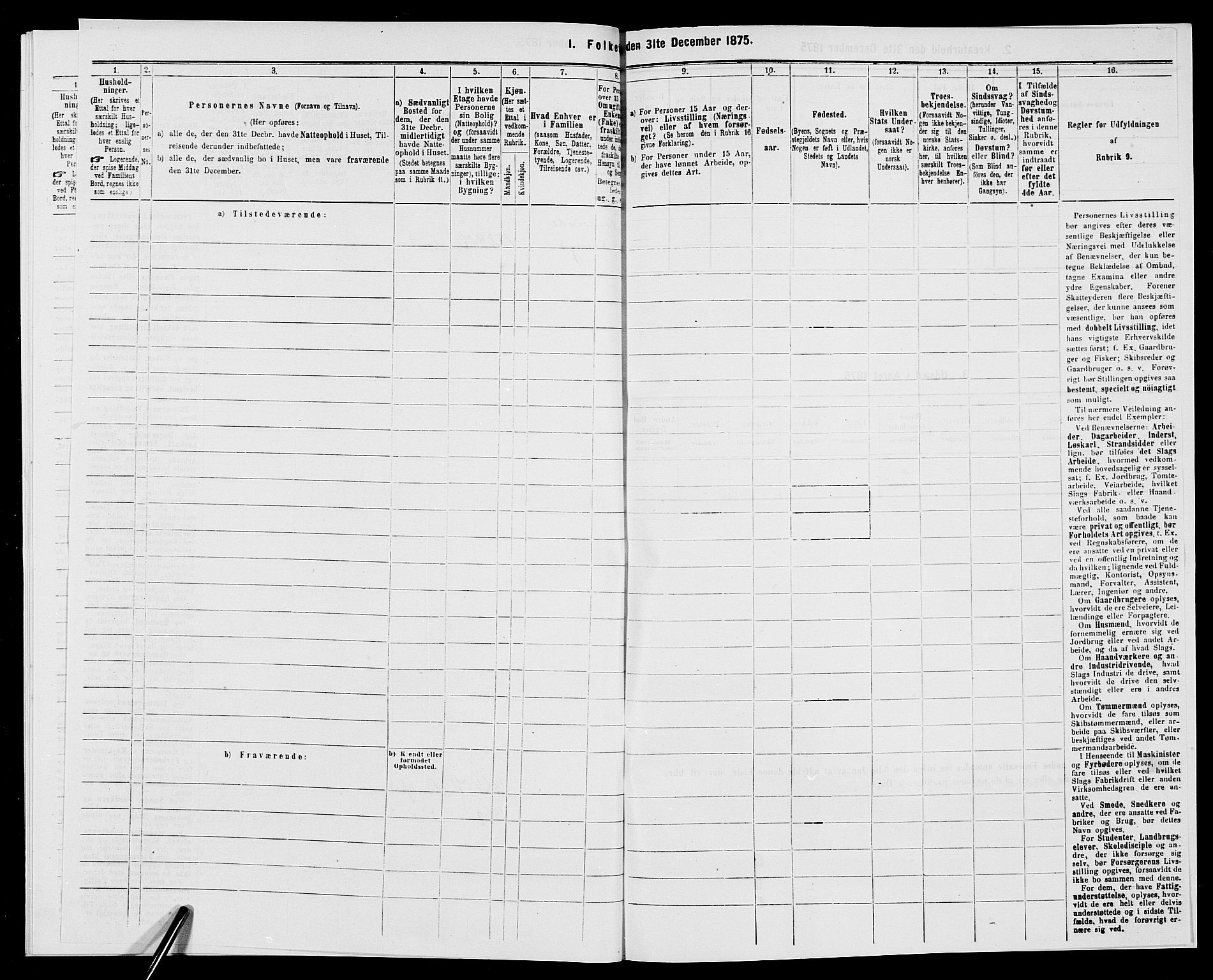 SAK, 1875 census for 1001P Kristiansand, 1875, p. 1939