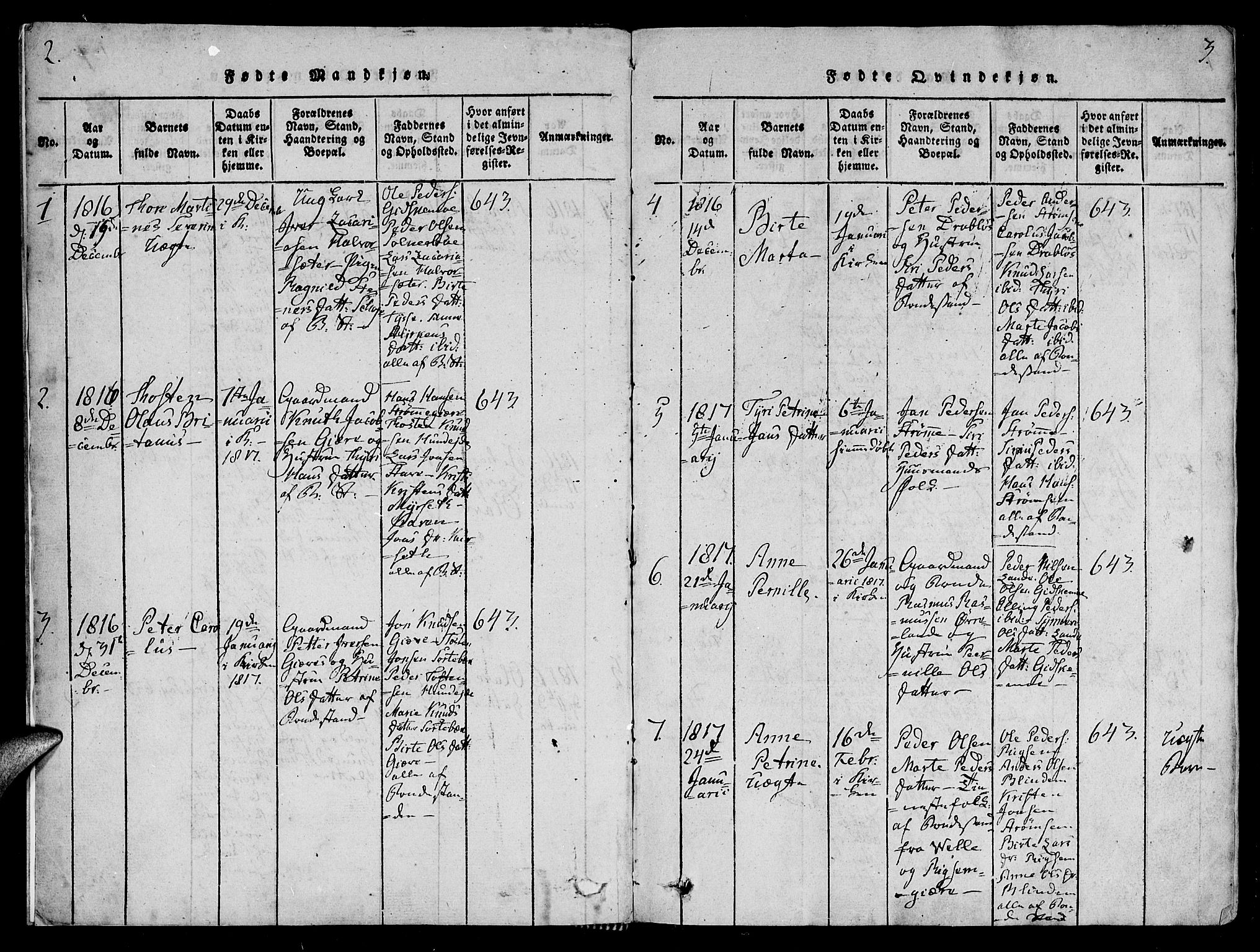 Ministerialprotokoller, klokkerbøker og fødselsregistre - Møre og Romsdal, SAT/A-1454/522/L0310: Parish register (official) no. 522A05, 1816-1832, p. 2-3