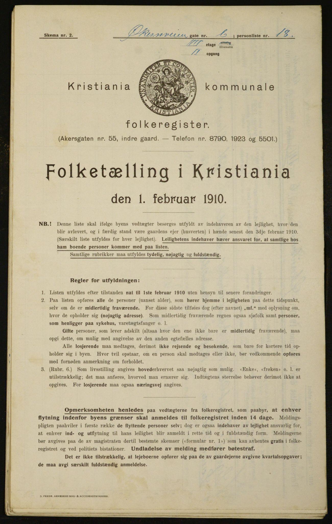 OBA, Municipal Census 1910 for Kristiania, 1910, p. 122060