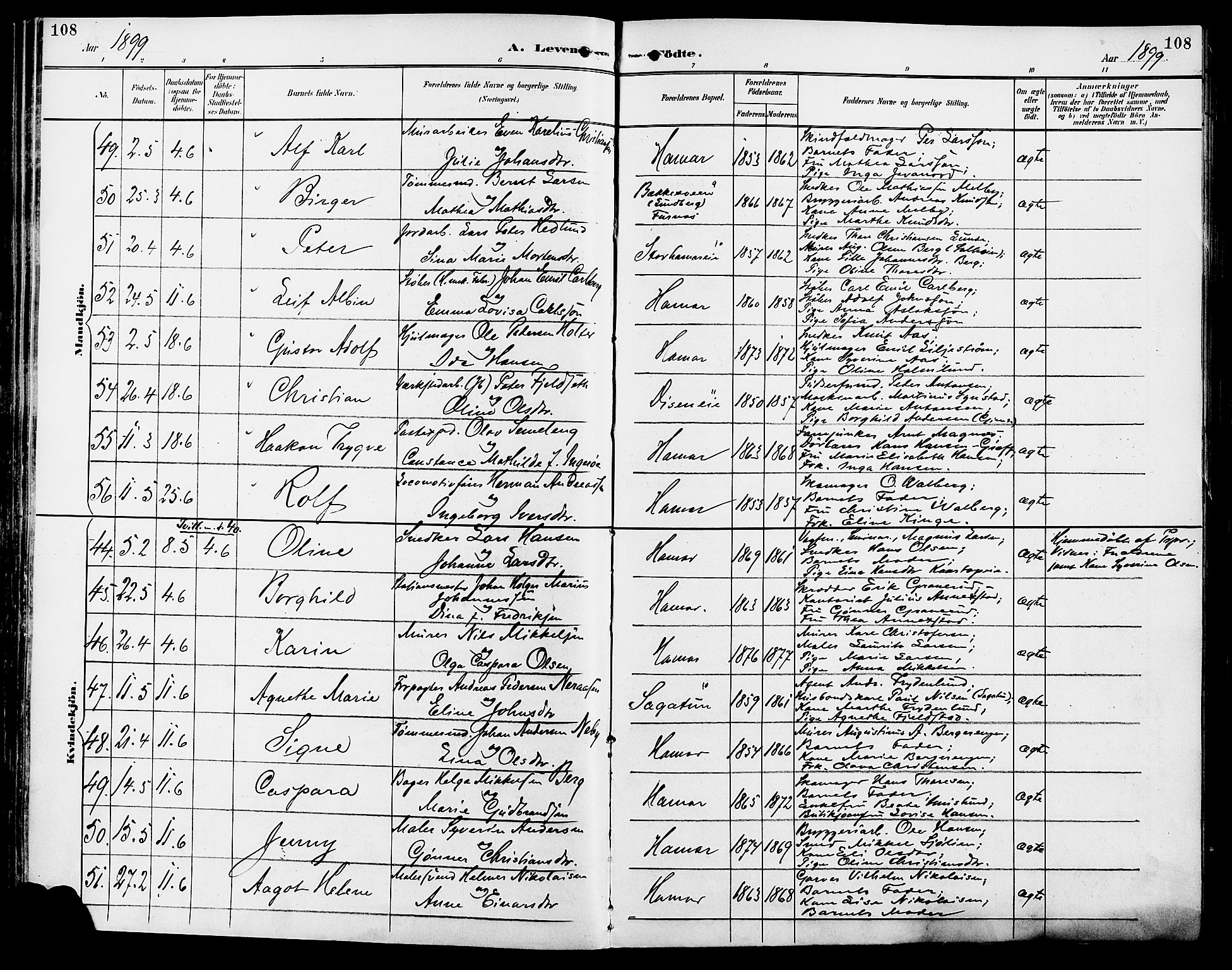 Vang prestekontor, Hedmark, SAH/PREST-008/H/Ha/Haa/L0017: Parish register (official) no. 17, 1890-1899, p. 108