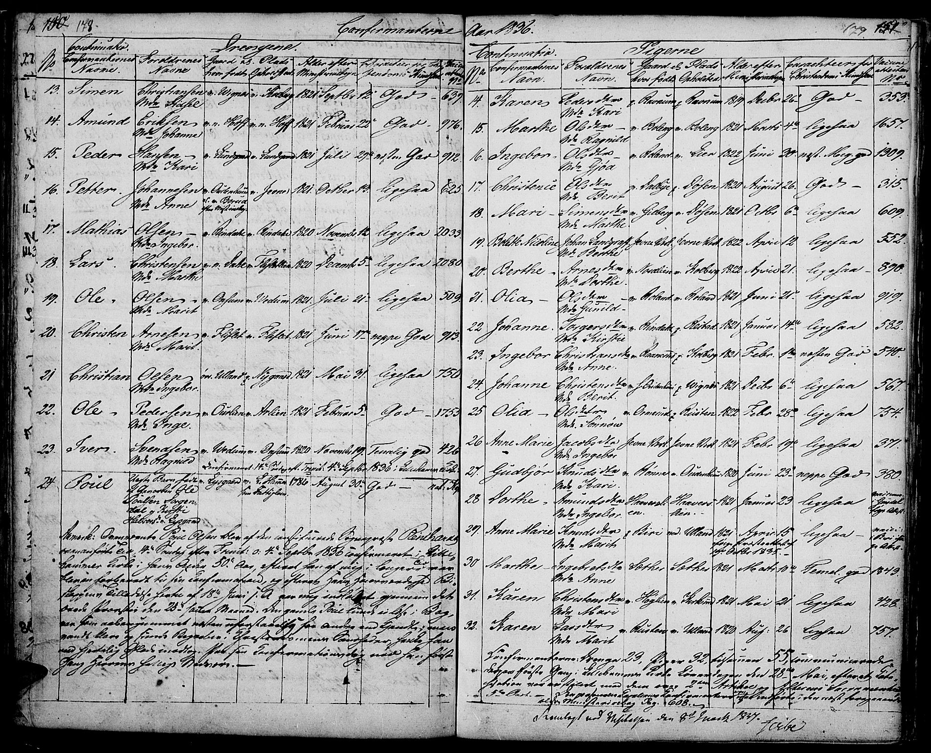 Fåberg prestekontor, SAH/PREST-086/H/Ha/Haa/L0004: Parish register (official) no. 4, 1833-1837, p. 178-179