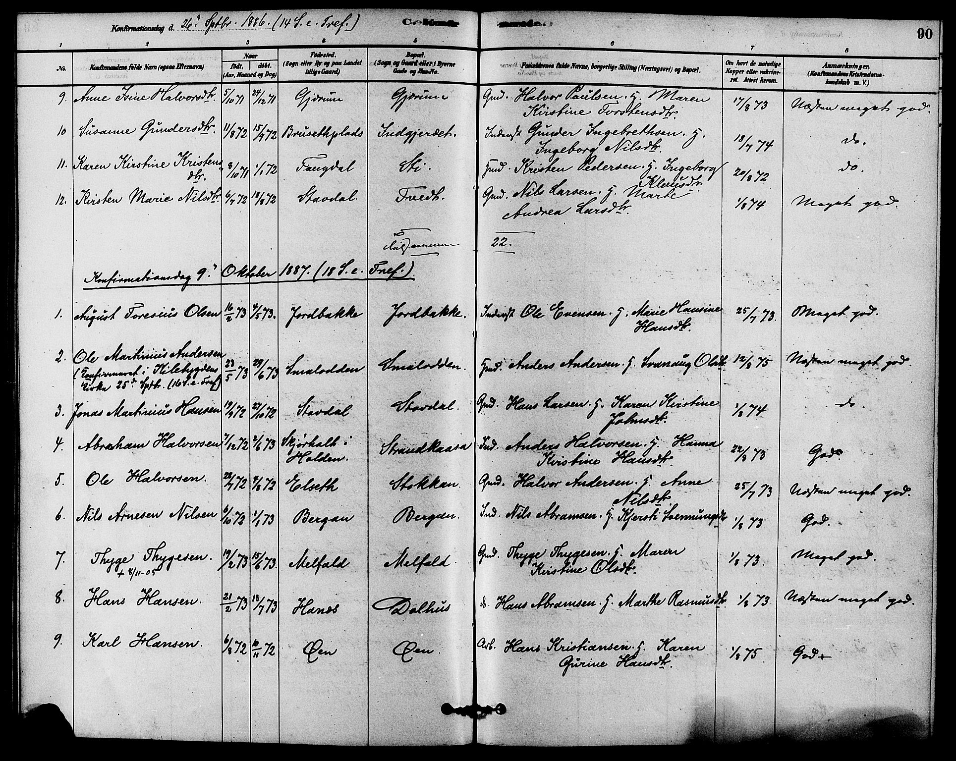Solum kirkebøker, SAKO/A-306/F/Fb/L0001: Parish register (official) no. II 1, 1877-1892, p. 90