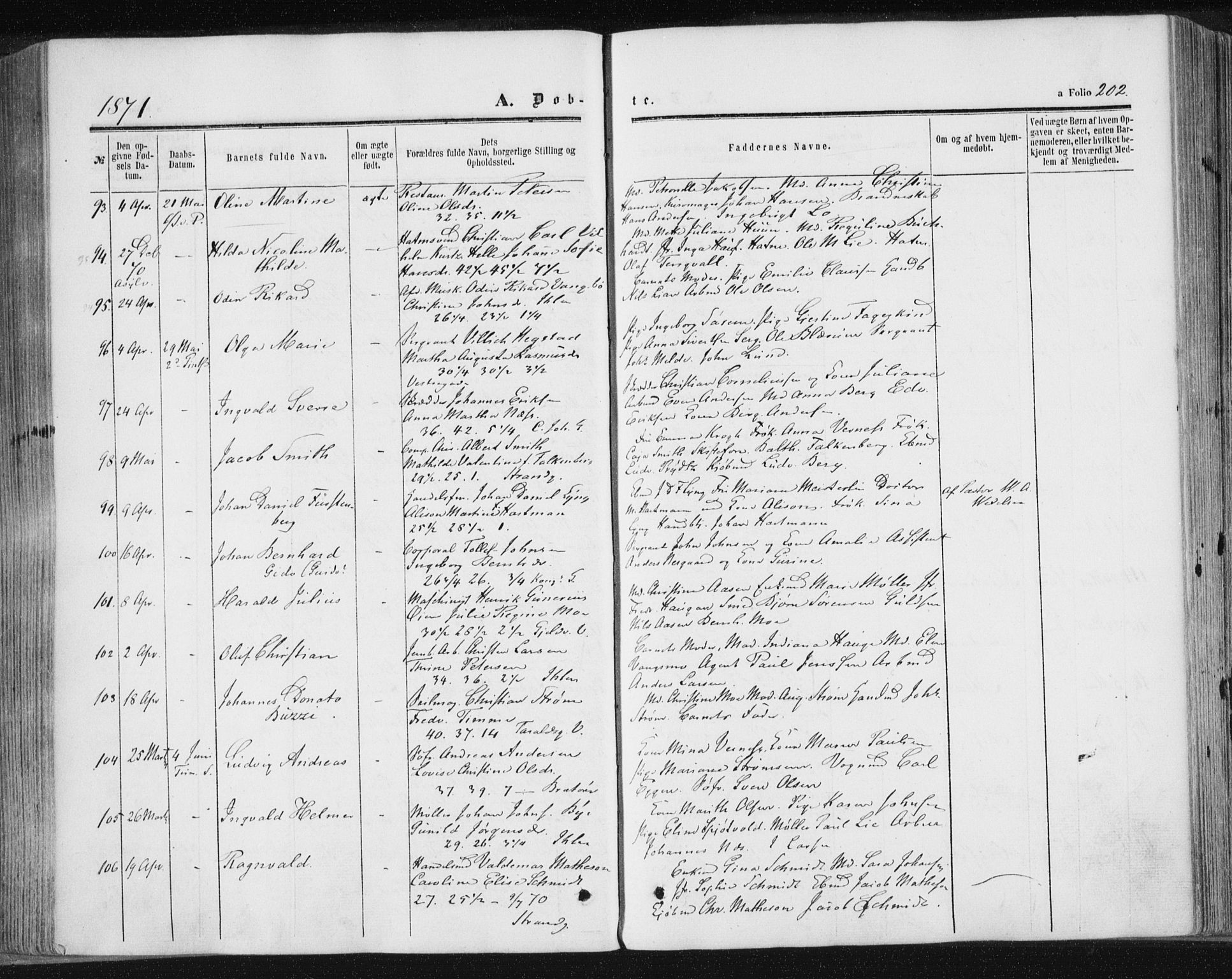 Ministerialprotokoller, klokkerbøker og fødselsregistre - Sør-Trøndelag, SAT/A-1456/602/L0115: Parish register (official) no. 602A13, 1860-1872, p. 202