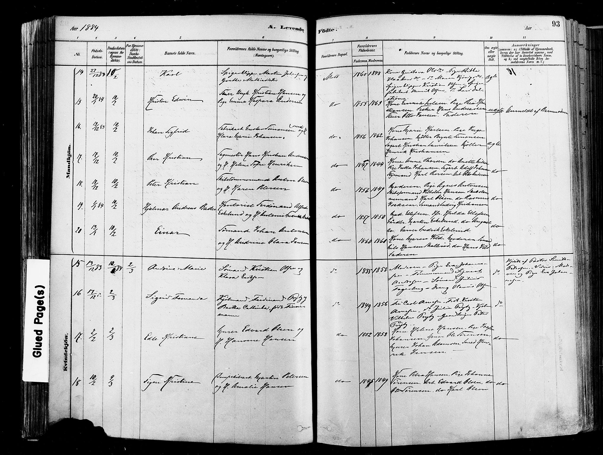 Moss prestekontor Kirkebøker, SAO/A-2003/F/Fb/L0001: Parish register (official) no. II 1, 1878-1886, p. 93