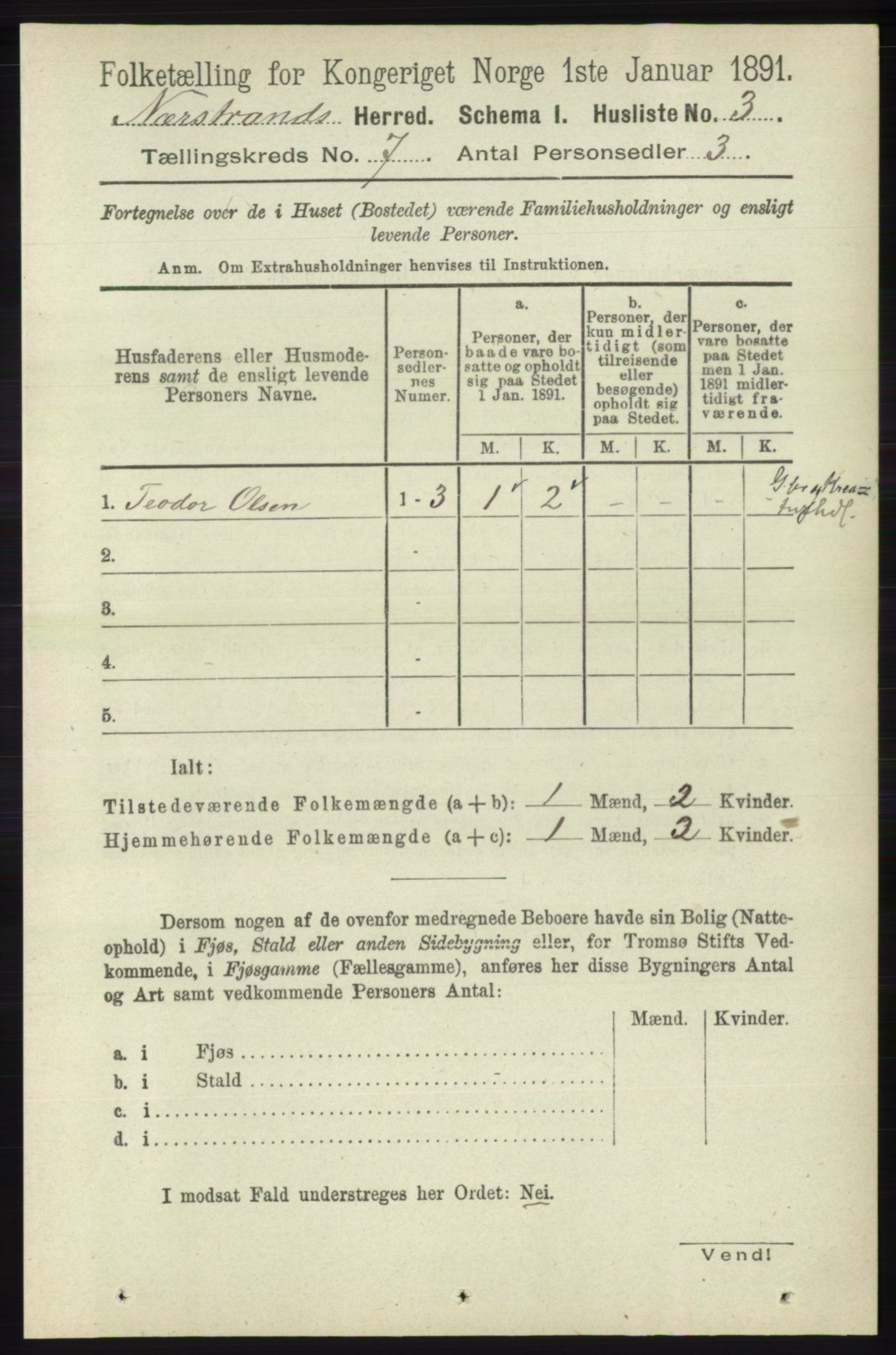 RA, 1891 census for 1139 Nedstrand, 1891, p. 1147