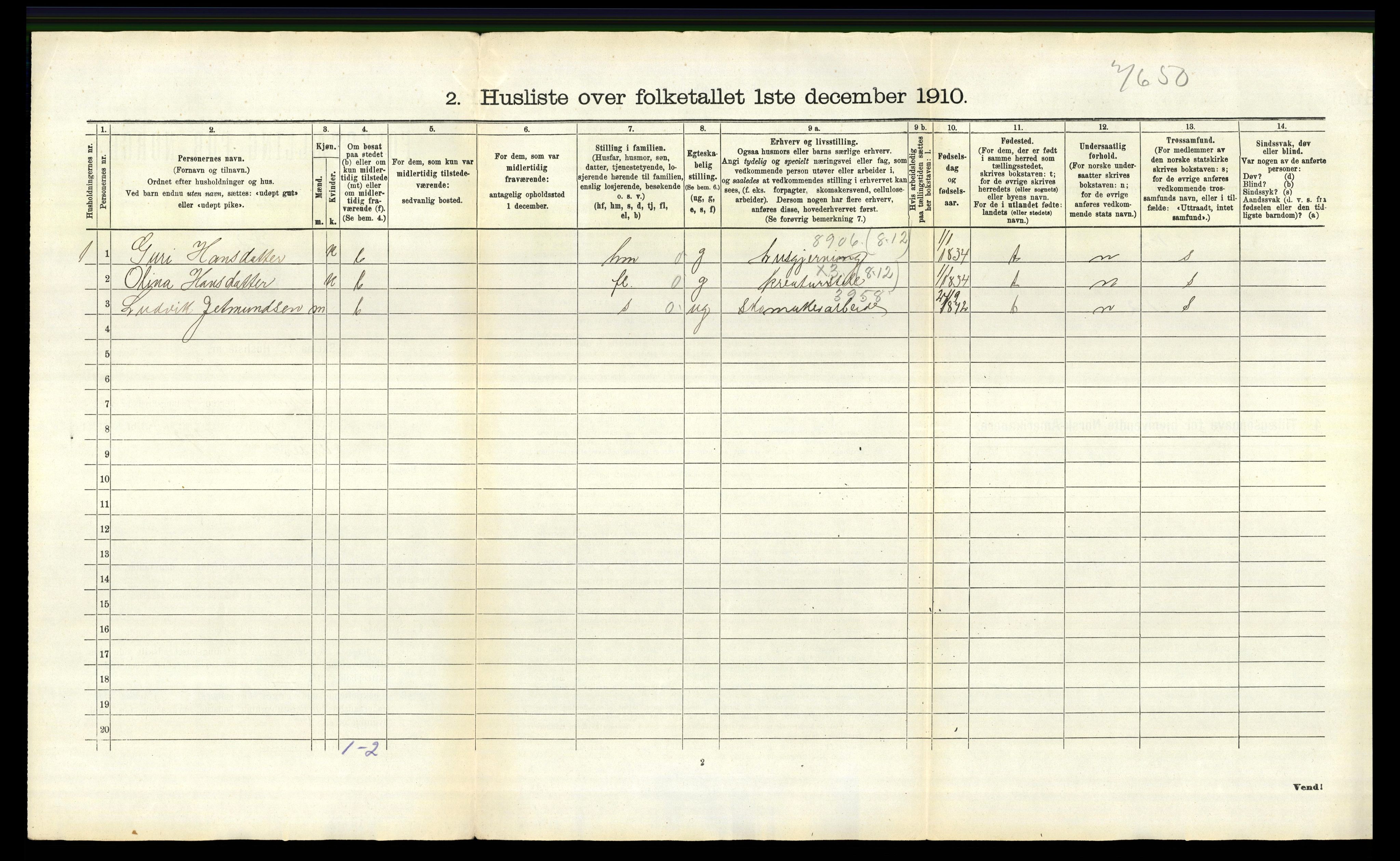 RA, 1910 census for Lindås, 1910, p. 1445