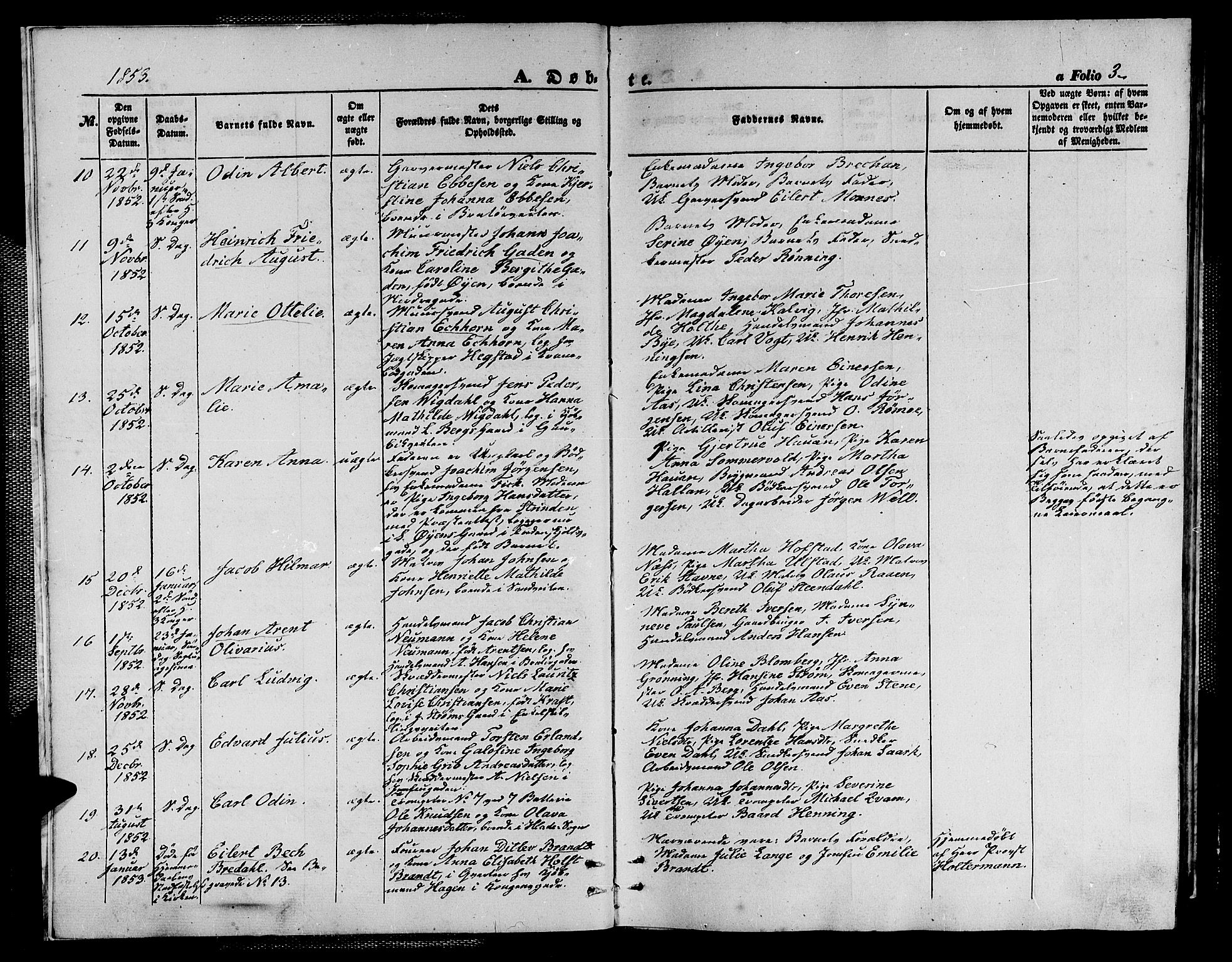 Ministerialprotokoller, klokkerbøker og fødselsregistre - Sør-Trøndelag, SAT/A-1456/602/L0138: Parish register (copy) no. 602C06, 1853-1858, p. 3