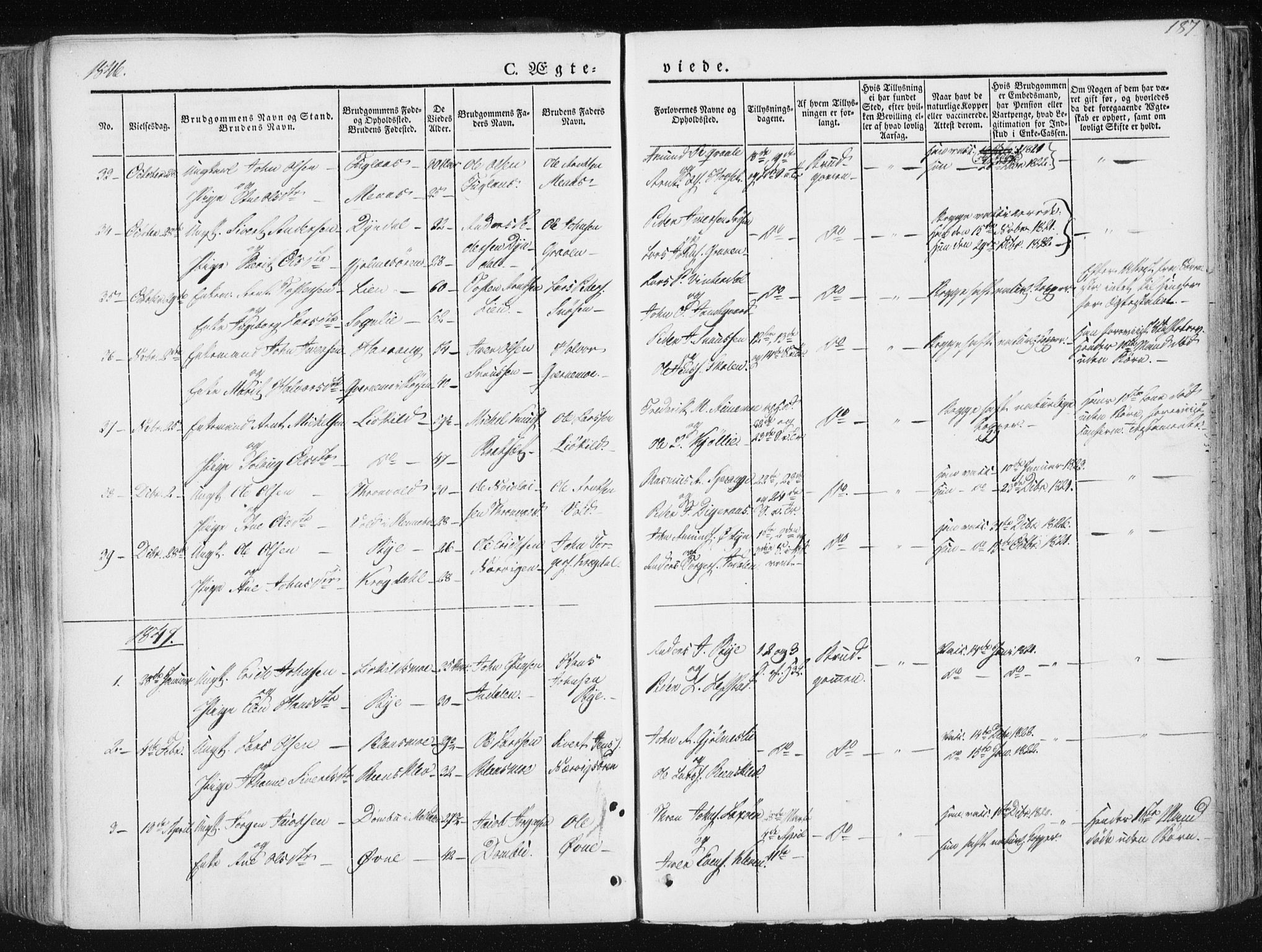 Ministerialprotokoller, klokkerbøker og fødselsregistre - Sør-Trøndelag, SAT/A-1456/668/L0805: Parish register (official) no. 668A05, 1840-1853, p. 187