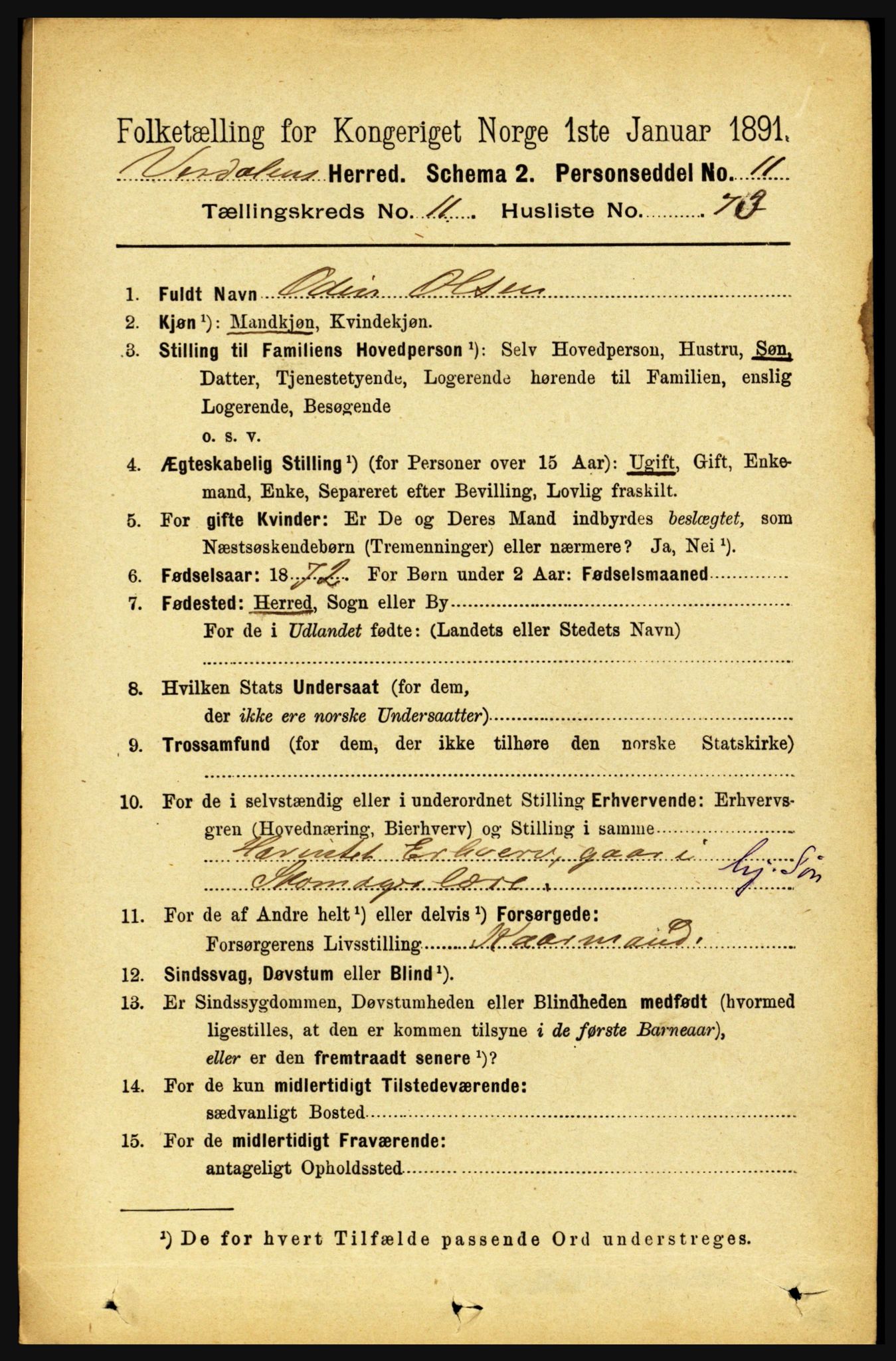 RA, 1891 census for 1721 Verdal, 1891, p. 6386