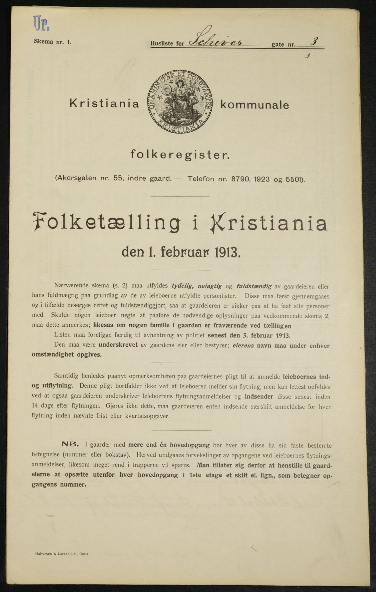 OBA, Municipal Census 1913 for Kristiania, 1913, p. 89550