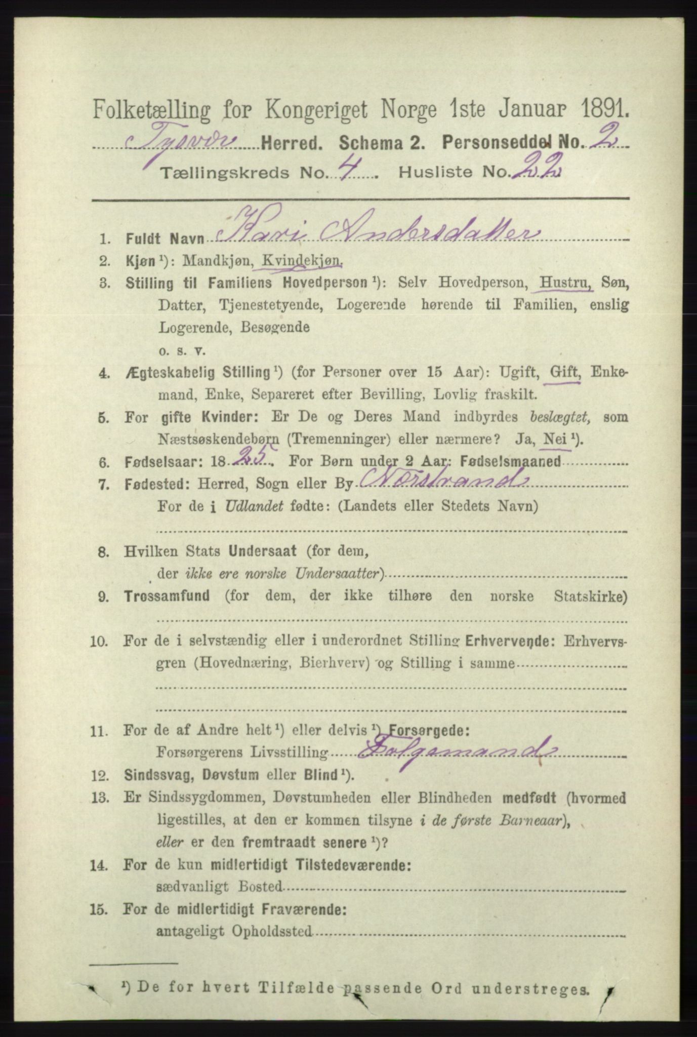 RA, 1891 census for 1146 Tysvær, 1891, p. 1627