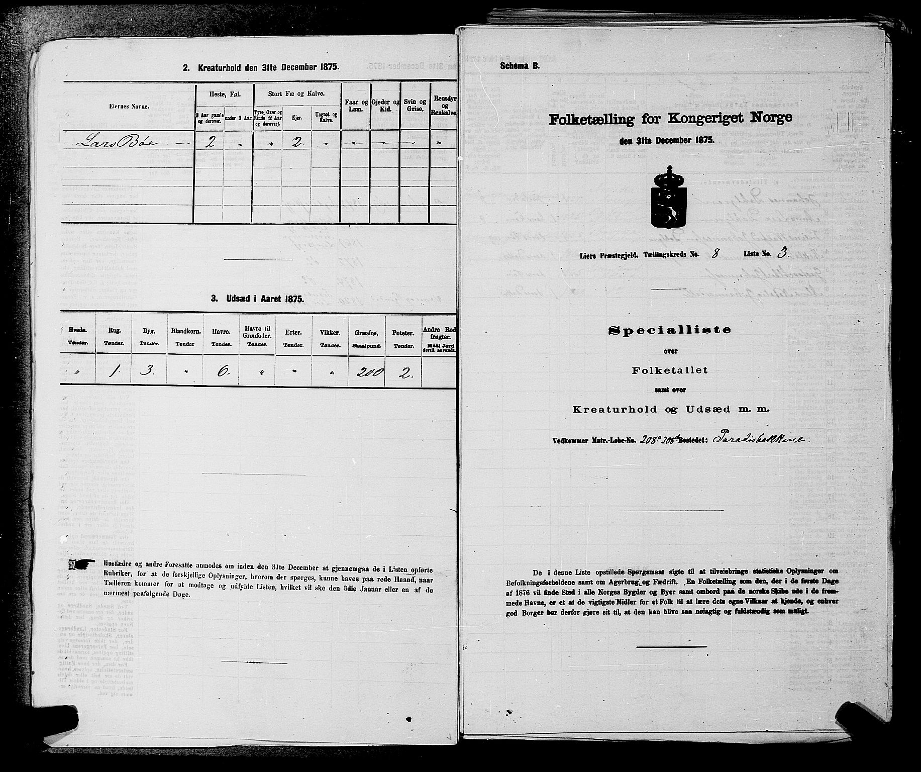 SAKO, 1875 census for 0626P Lier, 1875, p. 1310