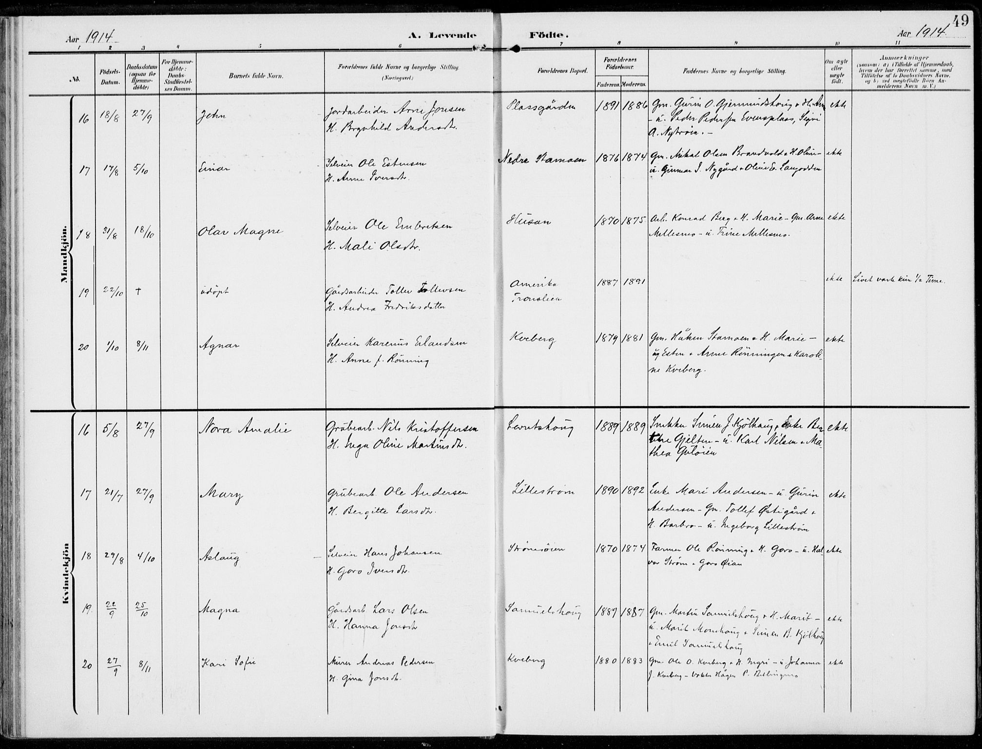 Alvdal prestekontor, AV/SAH-PREST-060/H/Ha/Haa/L0004: Parish register (official) no. 4, 1907-1919, p. 49