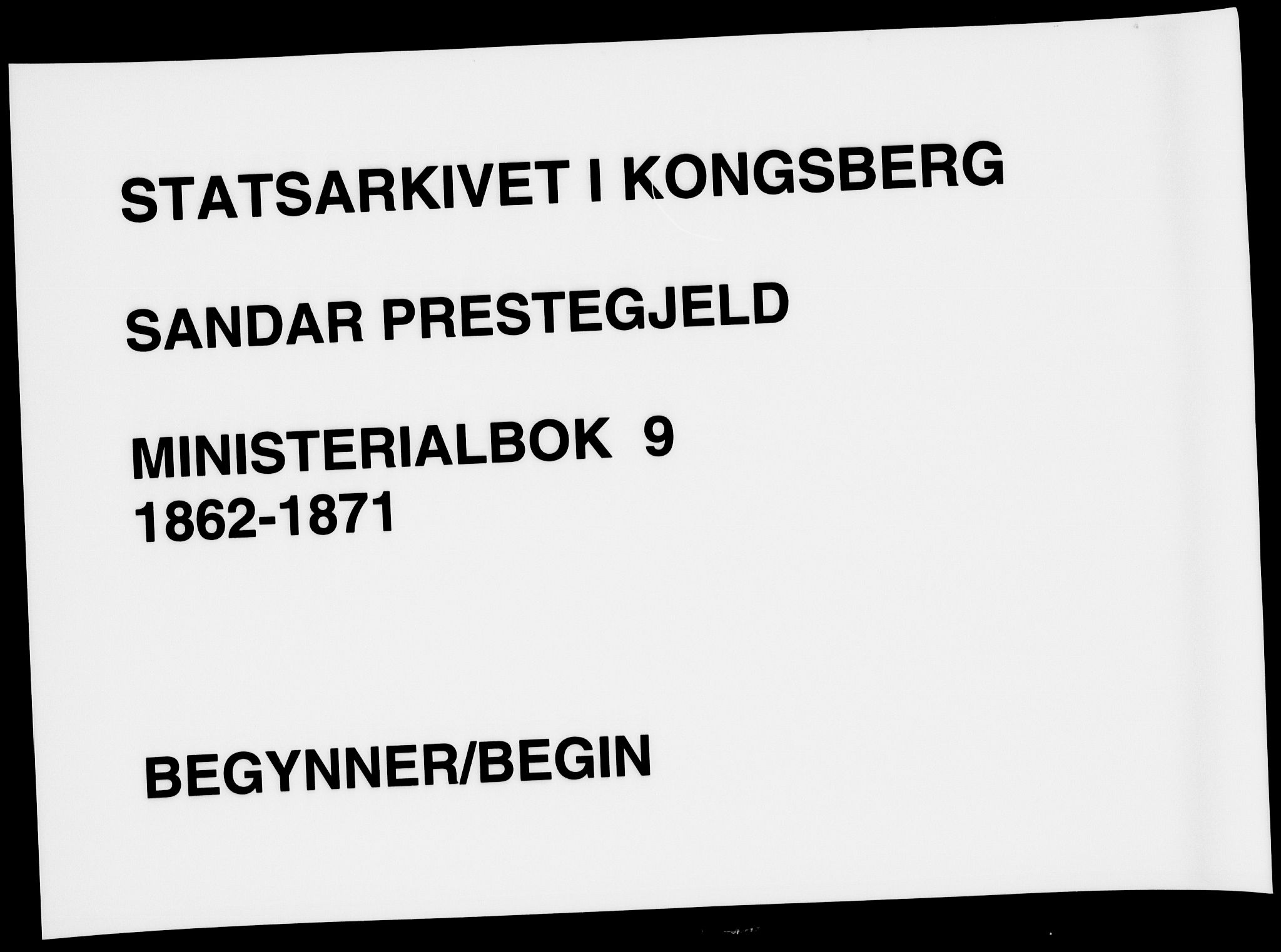 Sandar kirkebøker, AV/SAKO-A-243/F/Fa/L0009: Parish register (official) no. 9, 1862-1871