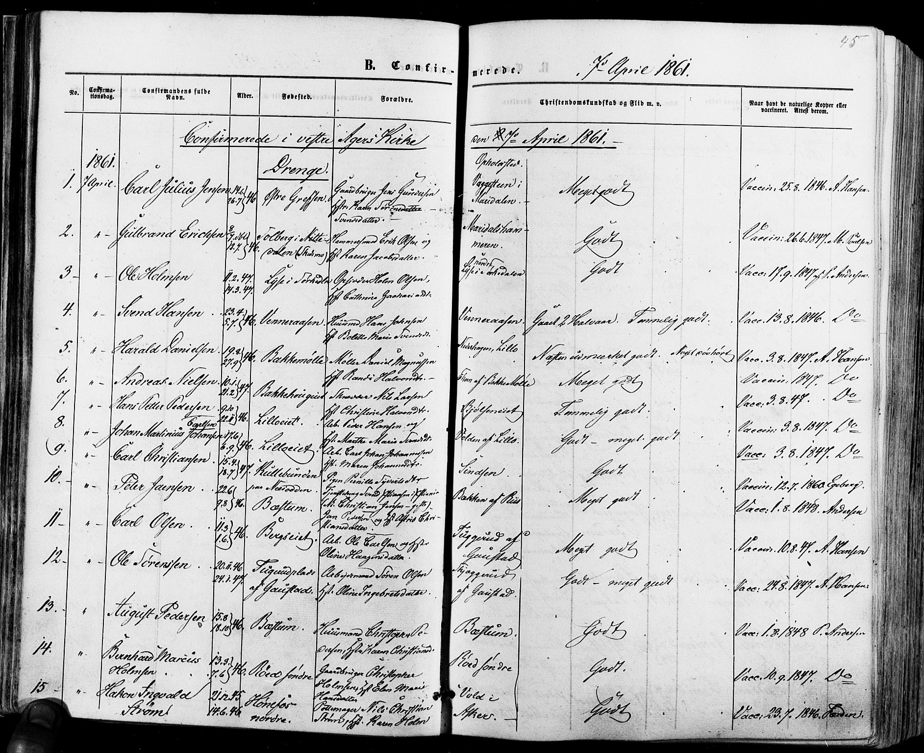 Vestre Aker prestekontor Kirkebøker, AV/SAO-A-10025/F/Fa/L0005: Parish register (official) no. 5, 1859-1877, p. 45