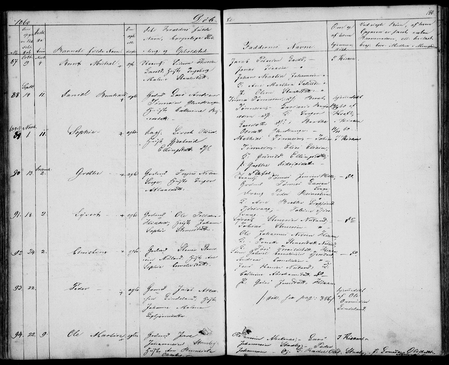 Flekkefjord sokneprestkontor, AV/SAK-1111-0012/F/Fb/Fbc/L0005: Parish register (copy) no. B 5, 1846-1866, p. 150