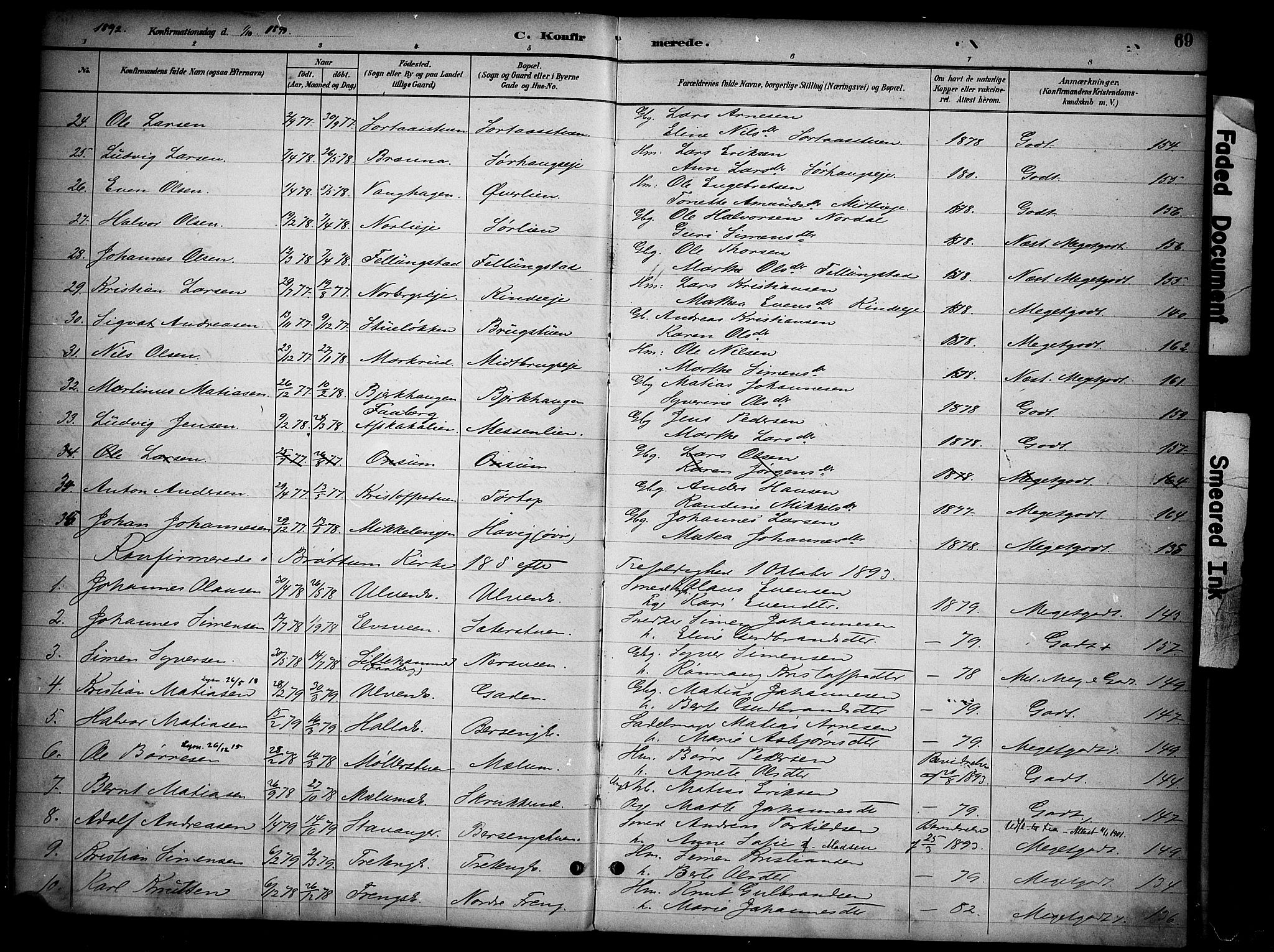 Ringsaker prestekontor, AV/SAH-PREST-014/K/Ka/L0015: Parish register (official) no. 15, 1891-1904, p. 69