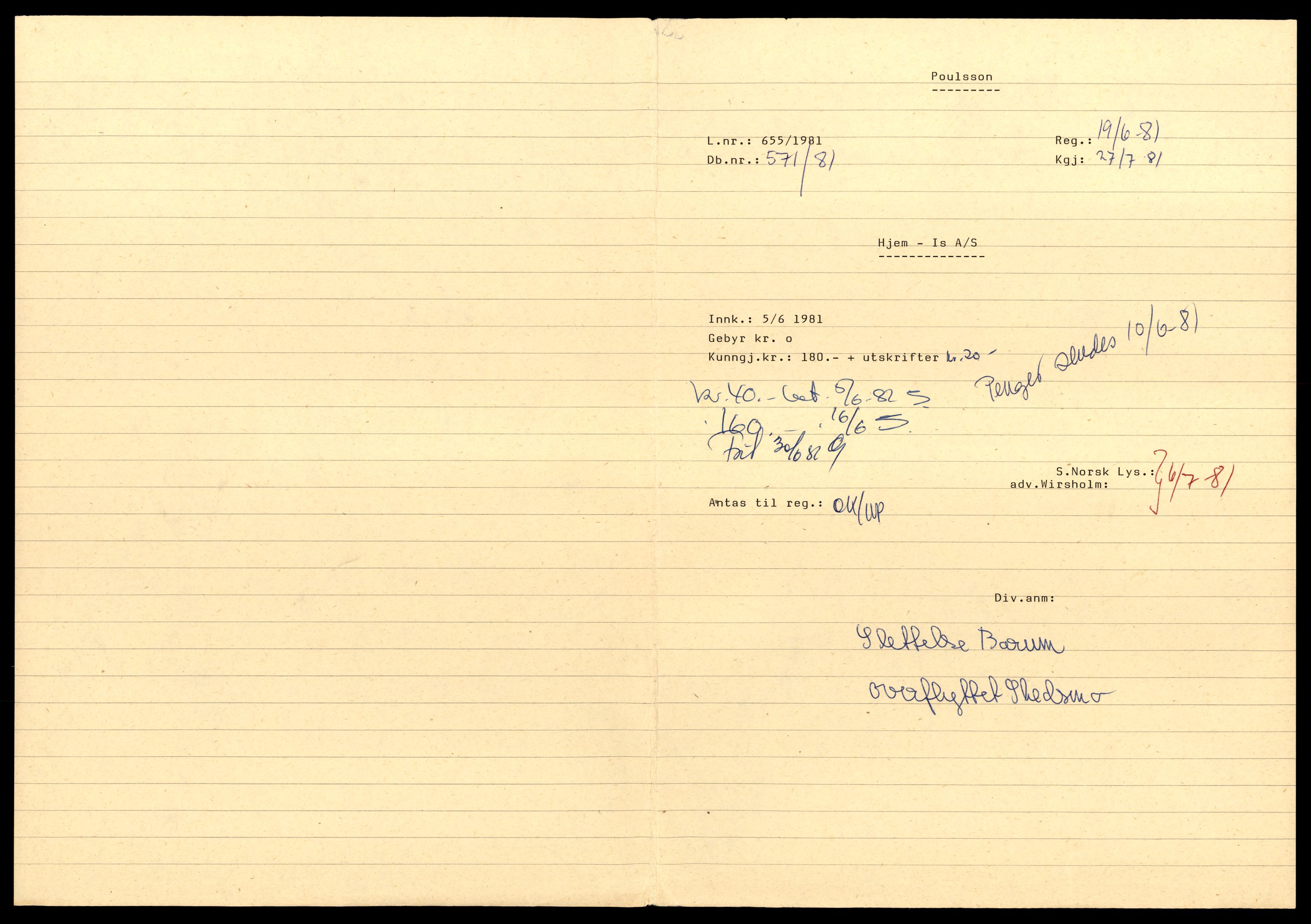 Asker og Bærum tingrett, AV/SAT-A-10379/K/Kb/Kba/L0060: Aksjeselskap, Hj - K, 1944-1989, p. 1