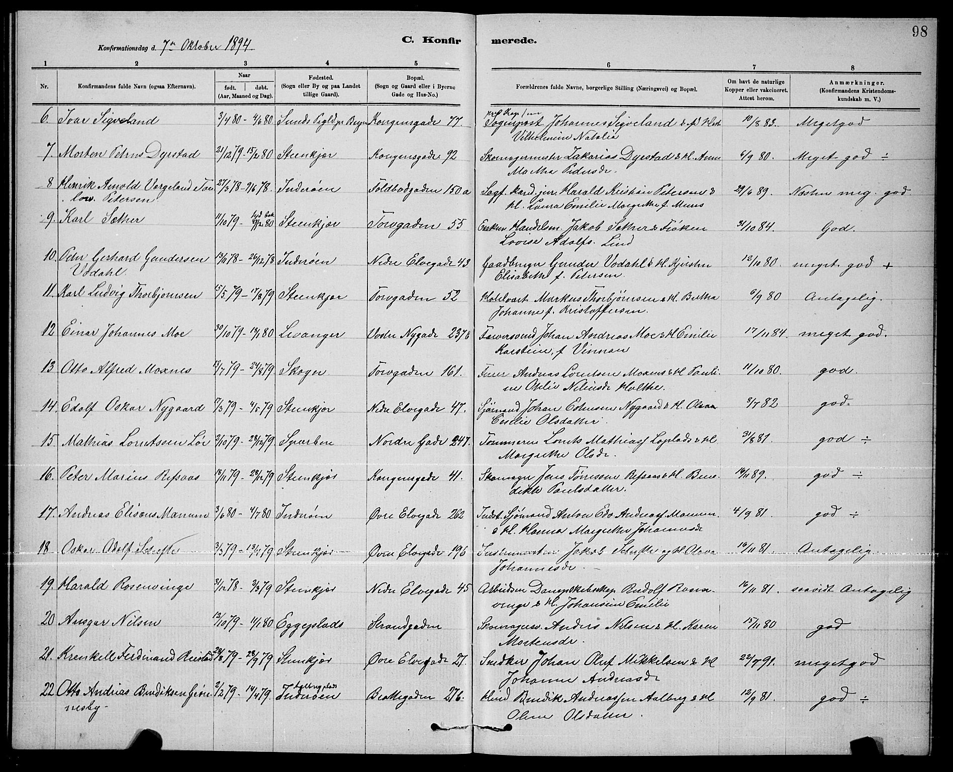 Ministerialprotokoller, klokkerbøker og fødselsregistre - Nord-Trøndelag, AV/SAT-A-1458/739/L0374: Parish register (copy) no. 739C02, 1883-1898, p. 98