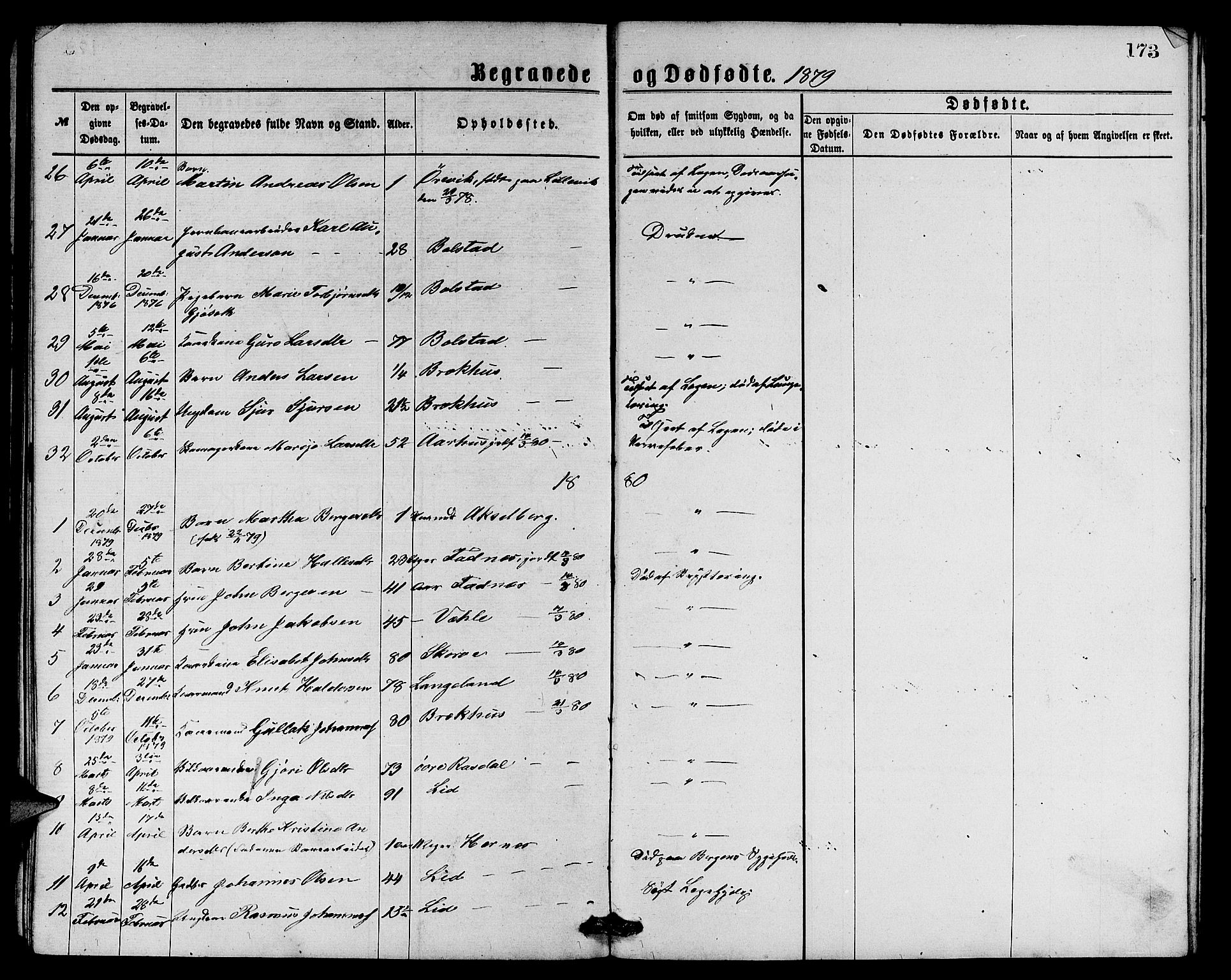 Evanger sokneprestembete, SAB/A-99924: Parish register (copy) no. A 3, 1875-1887, p. 173