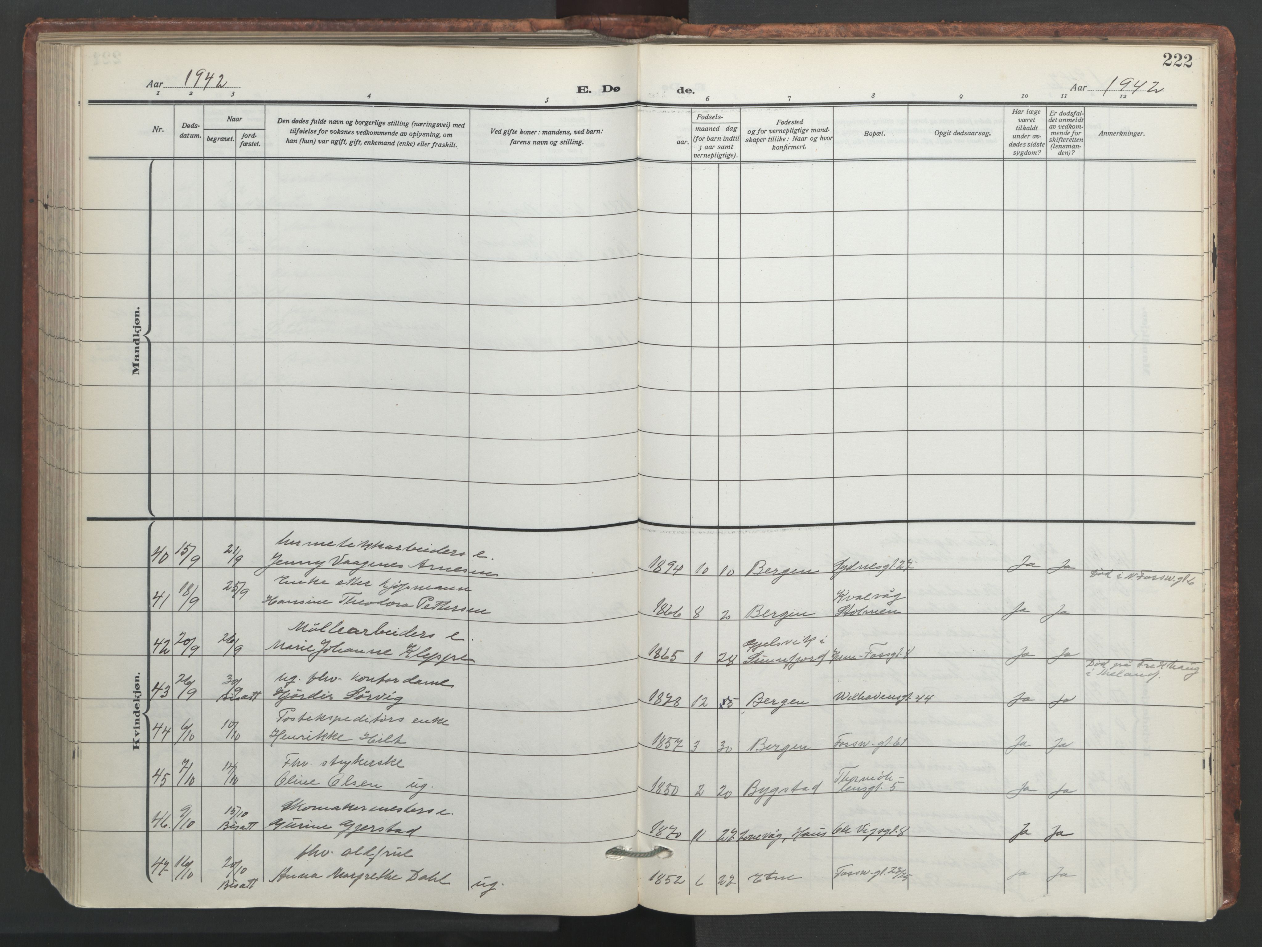 Johanneskirken sokneprestembete, AV/SAB-A-76001/H/Hab: Parish register (copy) no. D 2, 1916-1950, p. 221b-222a