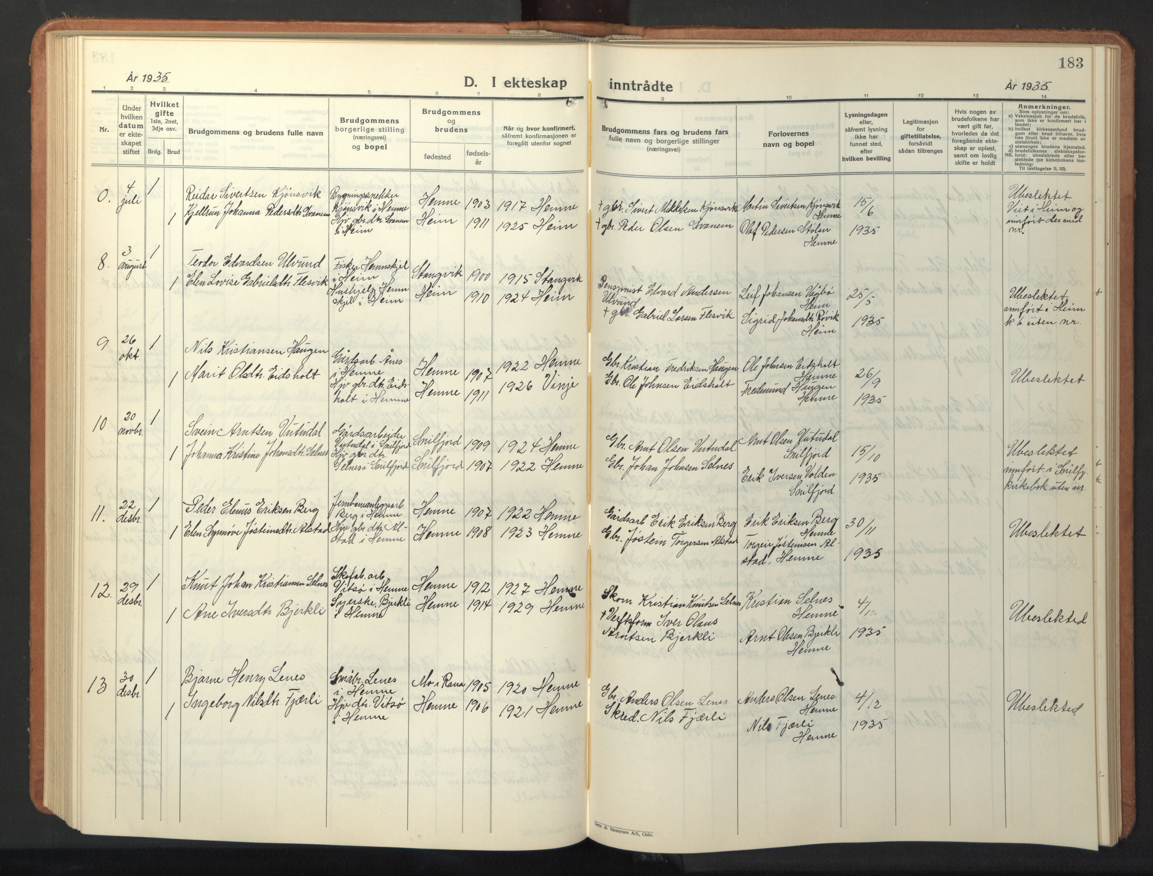 Ministerialprotokoller, klokkerbøker og fødselsregistre - Sør-Trøndelag, SAT/A-1456/630/L0508: Parish register (copy) no. 630C06, 1933-1950, p. 183
