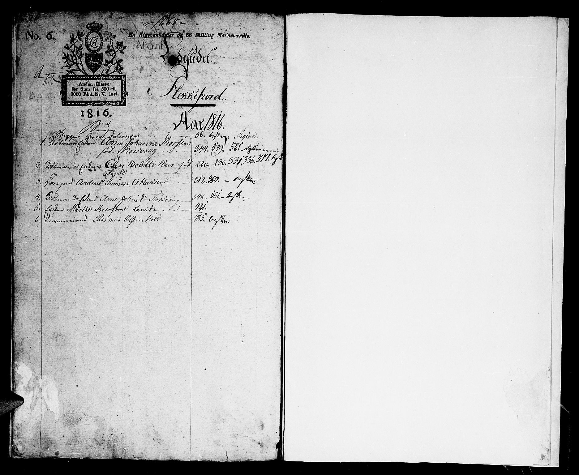 Flekkefjord sorenskriveri, AV/SAK-1221-0001/H/Hc/L0008: Skifteprotokoll nr. 2, med gårdsnavn- og personnavnregister, 1816-1819