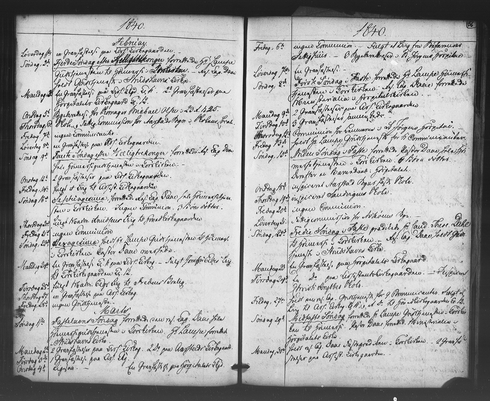 Korskirken sokneprestembete, AV/SAB-A-76101/H/Haa/L0066: Curate's parish register no. A 1, 1826-1843, p. 56