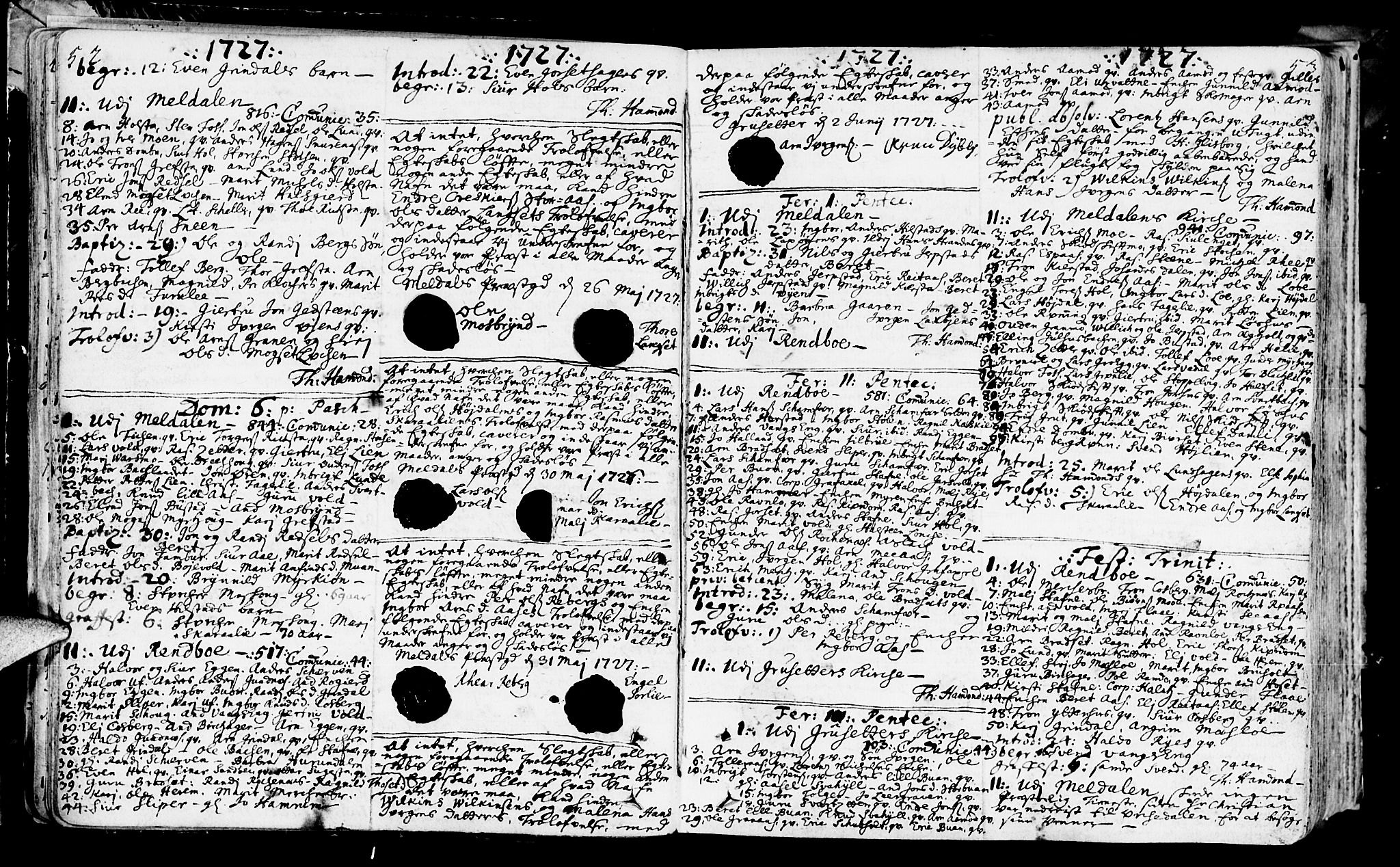 Ministerialprotokoller, klokkerbøker og fødselsregistre - Sør-Trøndelag, SAT/A-1456/672/L0850: Parish register (official) no. 672A03, 1725-1751, p. 52-53
