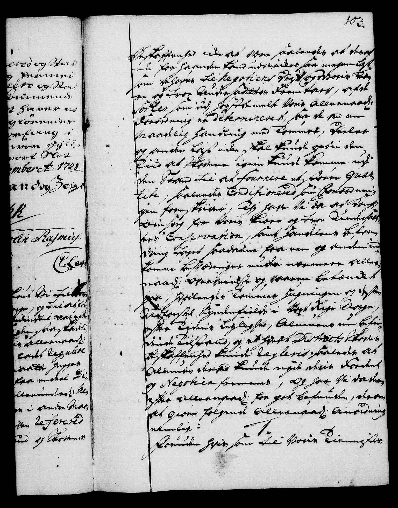 Rentekammeret, Kammerkanselliet, RA/EA-3111/G/Gg/Gga/L0003: Norsk ekspedisjonsprotokoll med register (merket RK 53.3), 1727-1734, p. 103