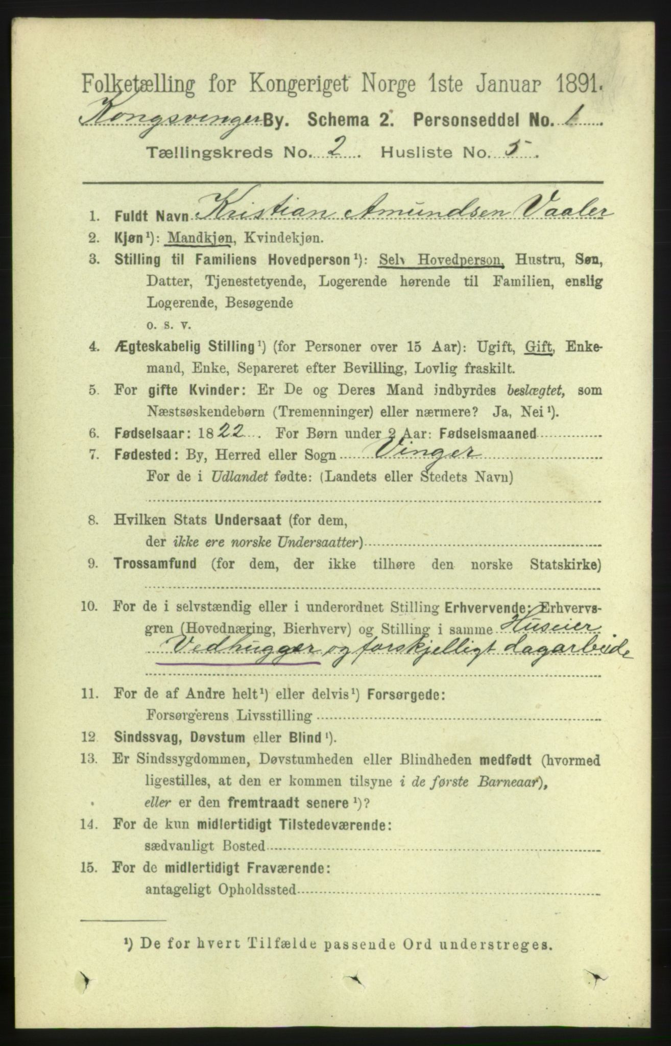 RA, 1891 census for 0402 Kongsvinger, 1891, p. 823