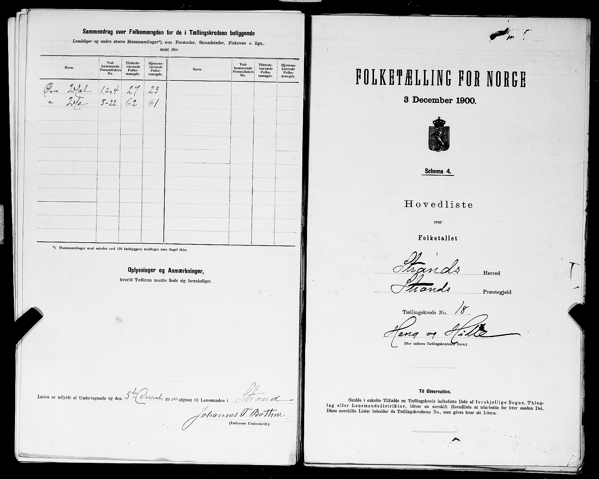 SAST, 1900 census for Strand, 1900, p. 62