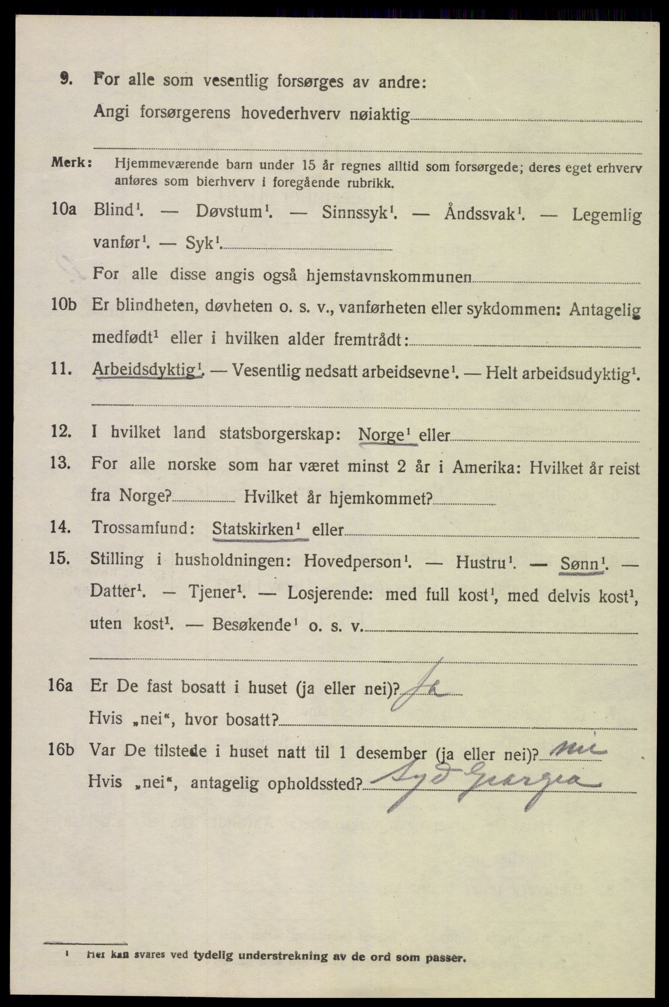 SAK, 1920 census for Søndeled, 1920, p. 1698