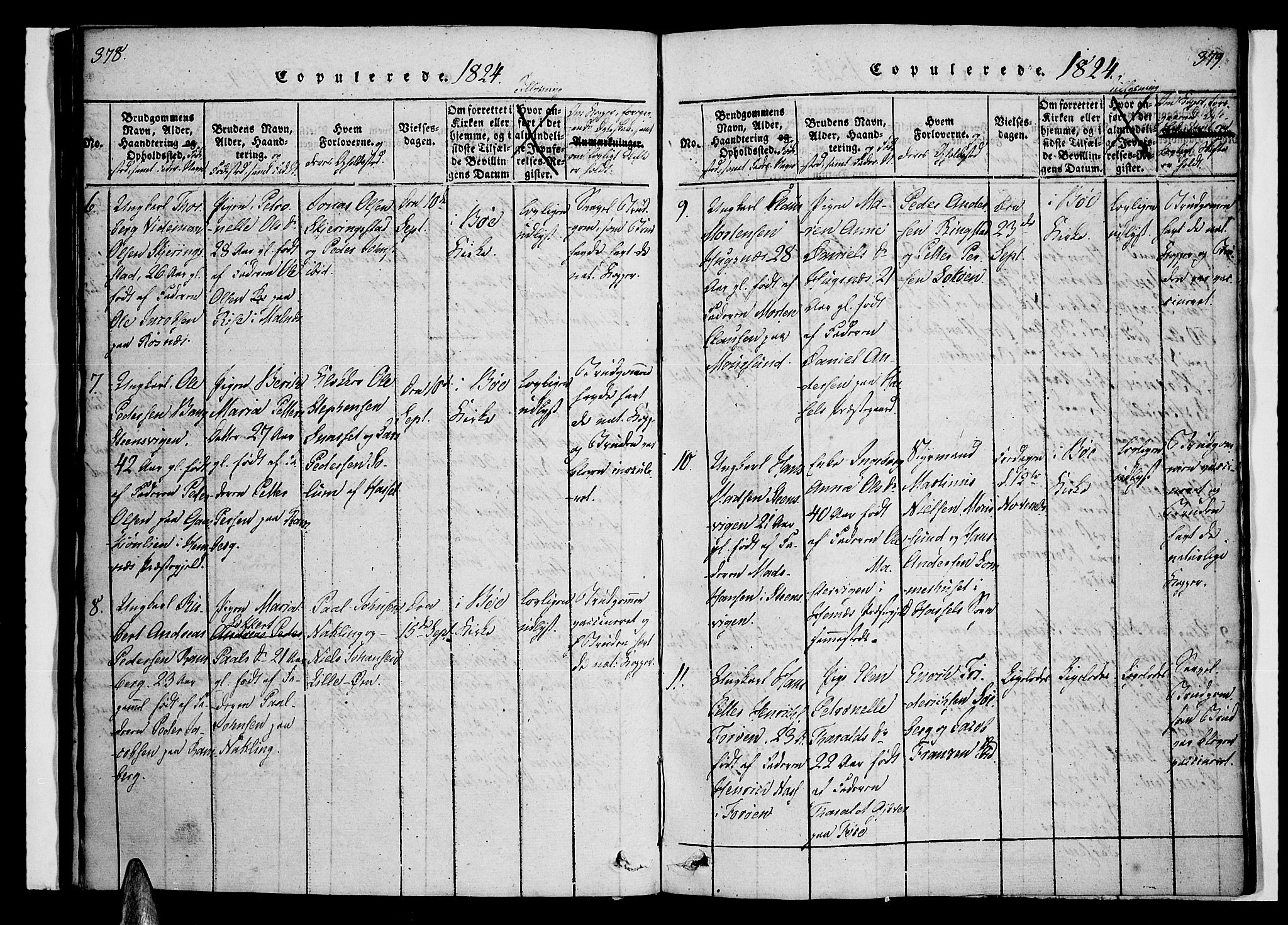 Ministerialprotokoller, klokkerbøker og fødselsregistre - Nordland, SAT/A-1459/891/L1298: Parish register (official) no. 891A03, 1820-1840, p. 378-379