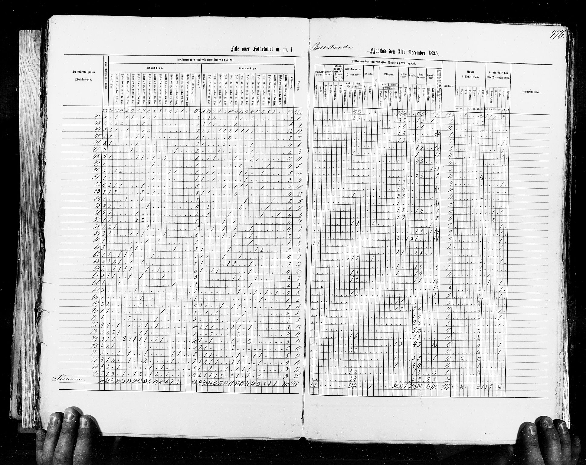 RA, Census 1855, vol. 8: Risør-Vadsø, 1855, p. 476