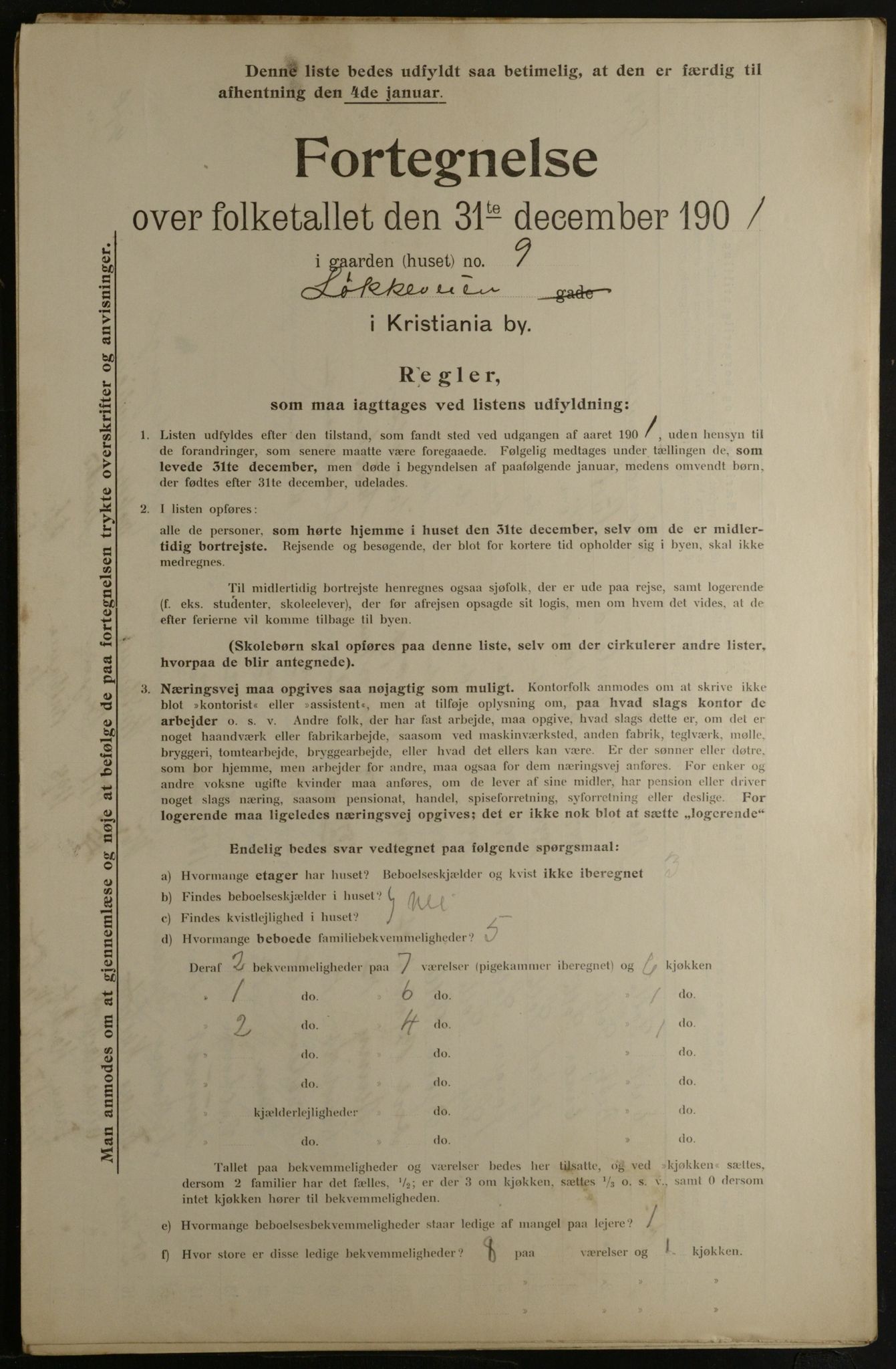 OBA, Municipal Census 1901 for Kristiania, 1901, p. 9100