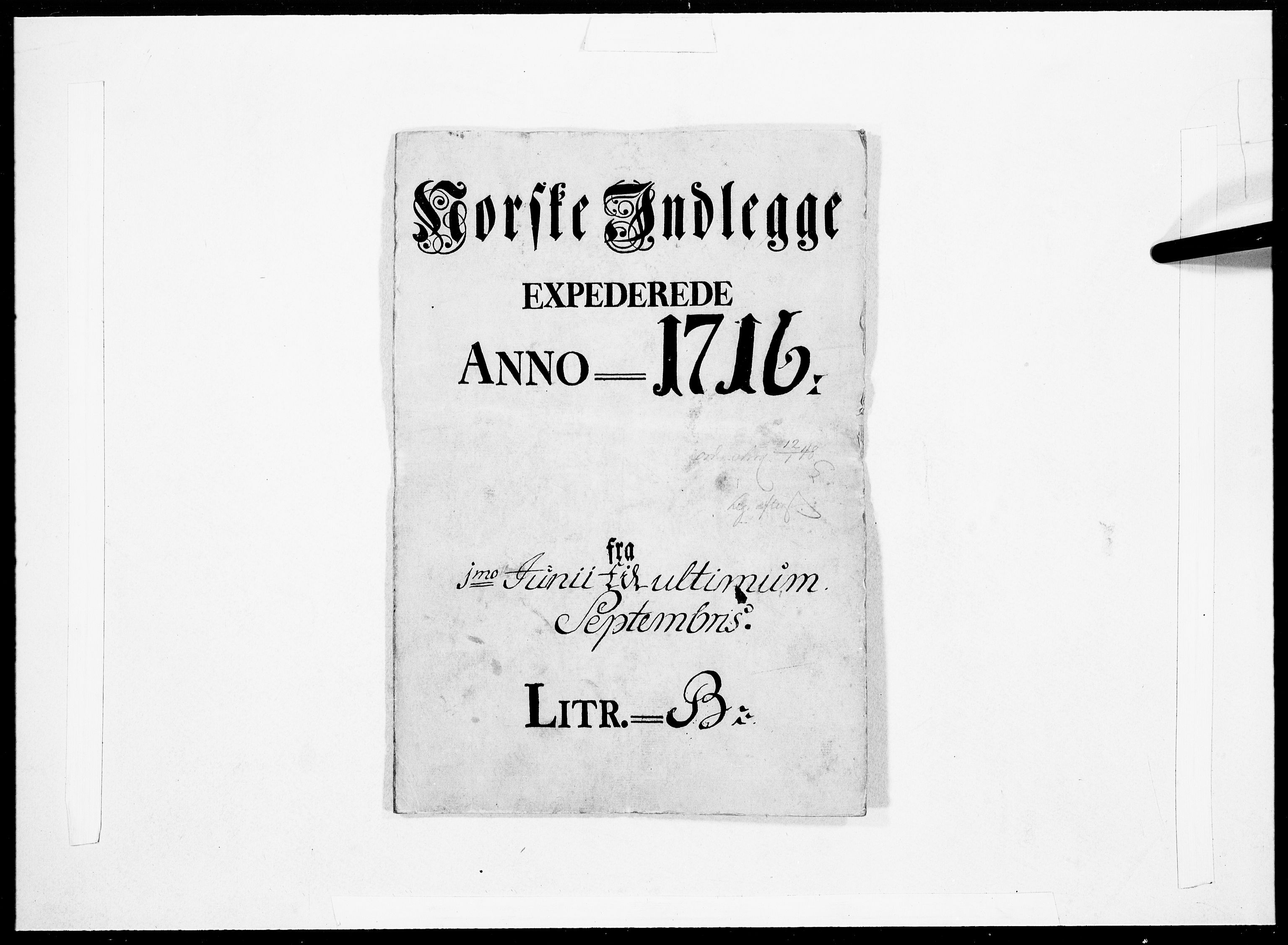 Danske Kanselli 1572-1799, RA/EA-3023/F/Fc/Fcc/Fcca/L0079: Norske innlegg 1572-1799, 1716, p. 1